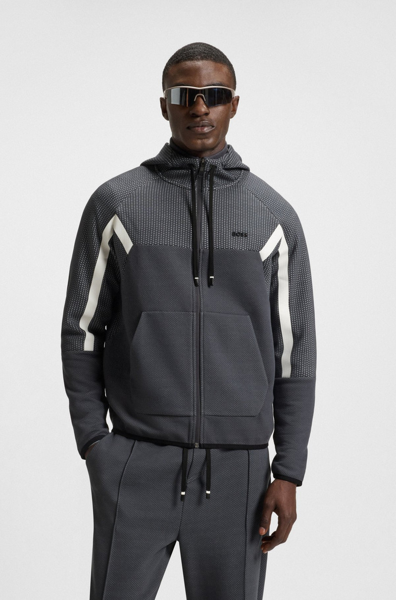 REGULAR-FIT ZIP-UP HOODIE IN QUILTED JACQUARD 2