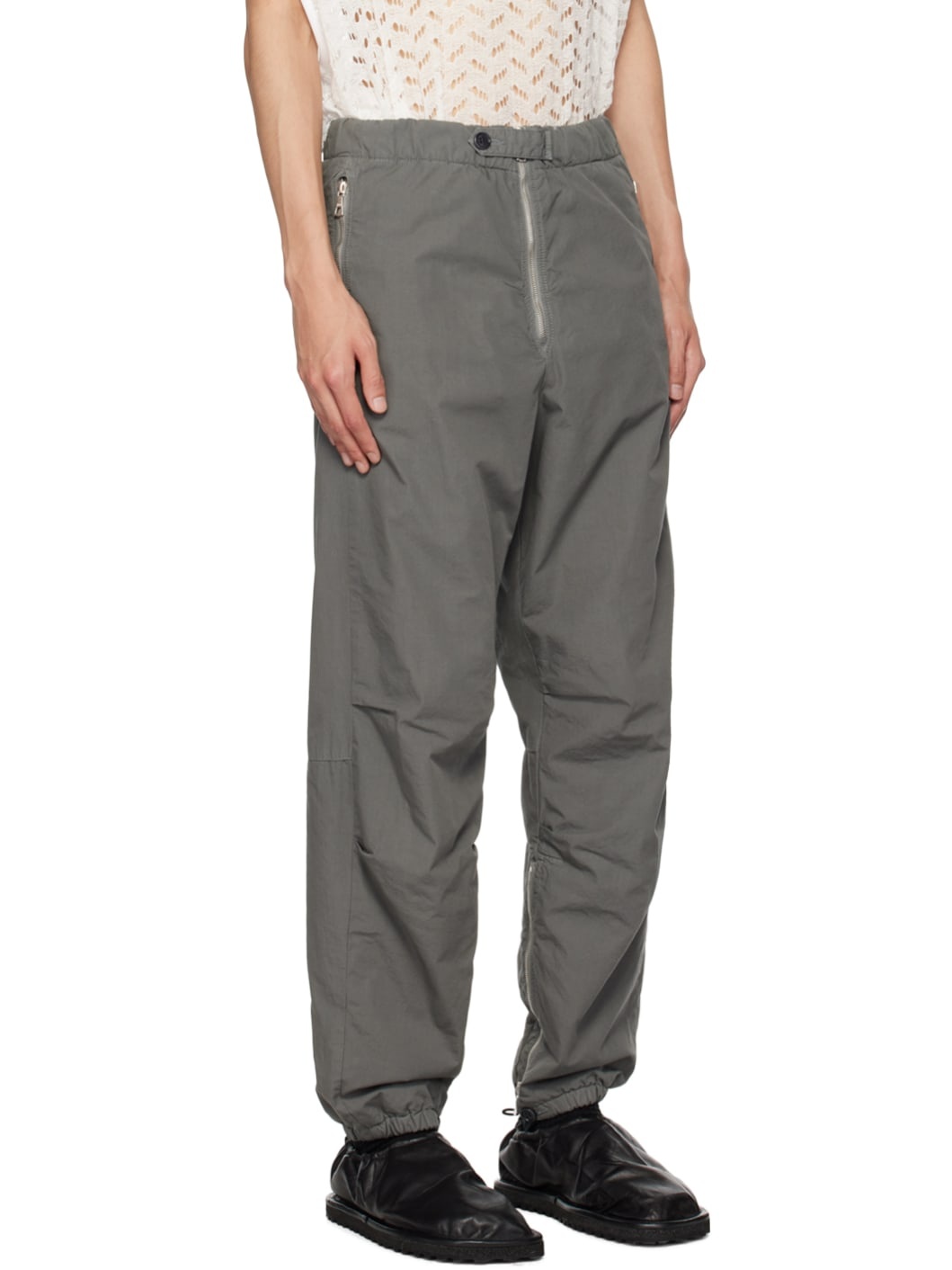 Gray Elasticized Trousers - 2