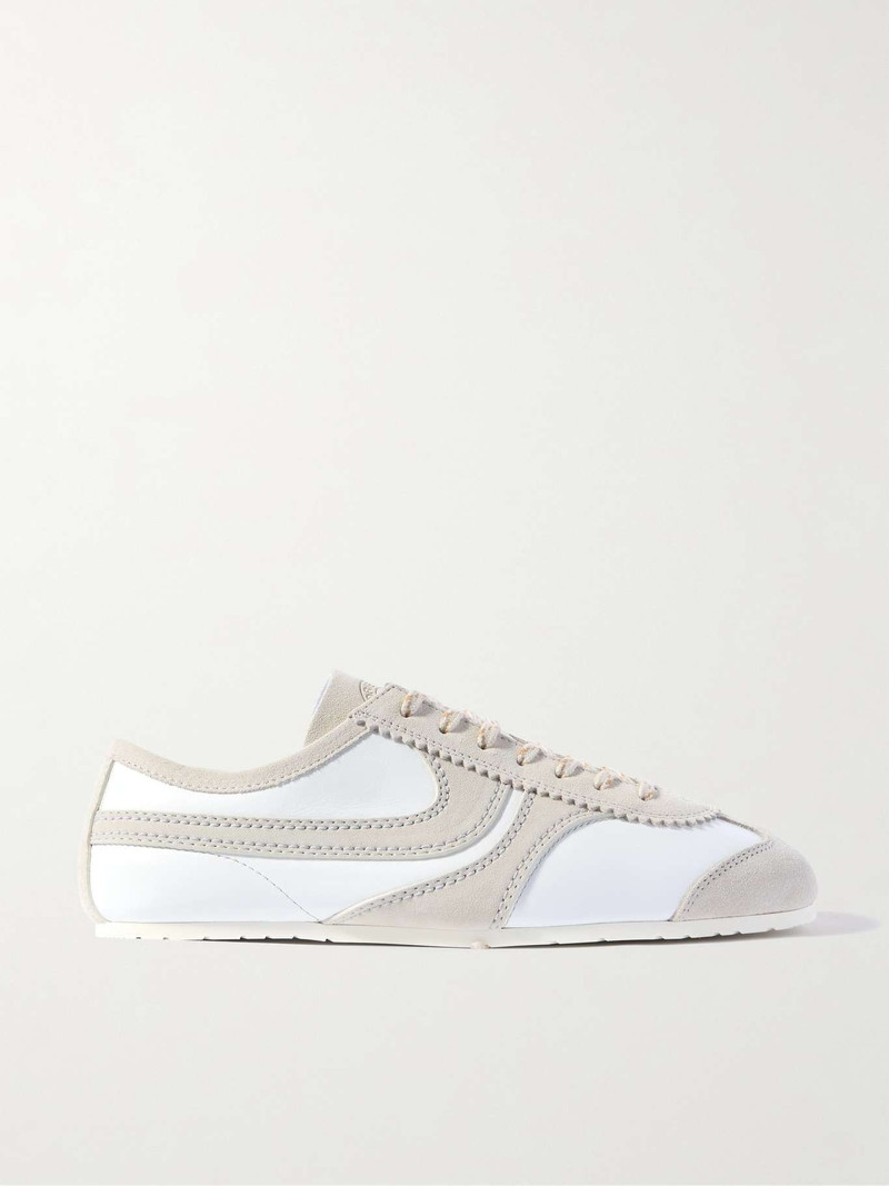 Suede-trimmed leather sneakers White - 1