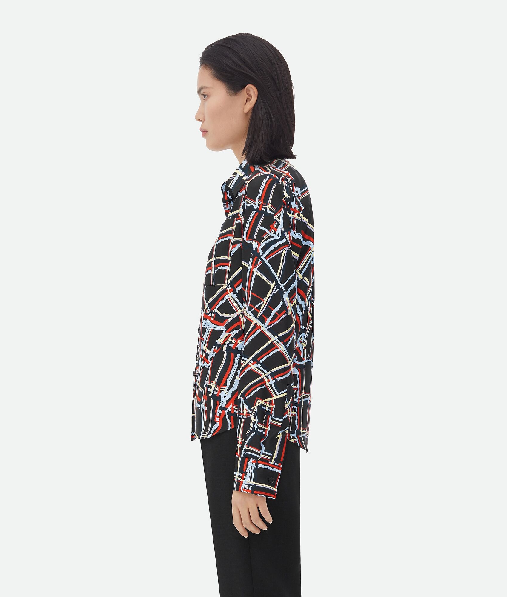 Distorted Check Printed Silk Shirt - 2