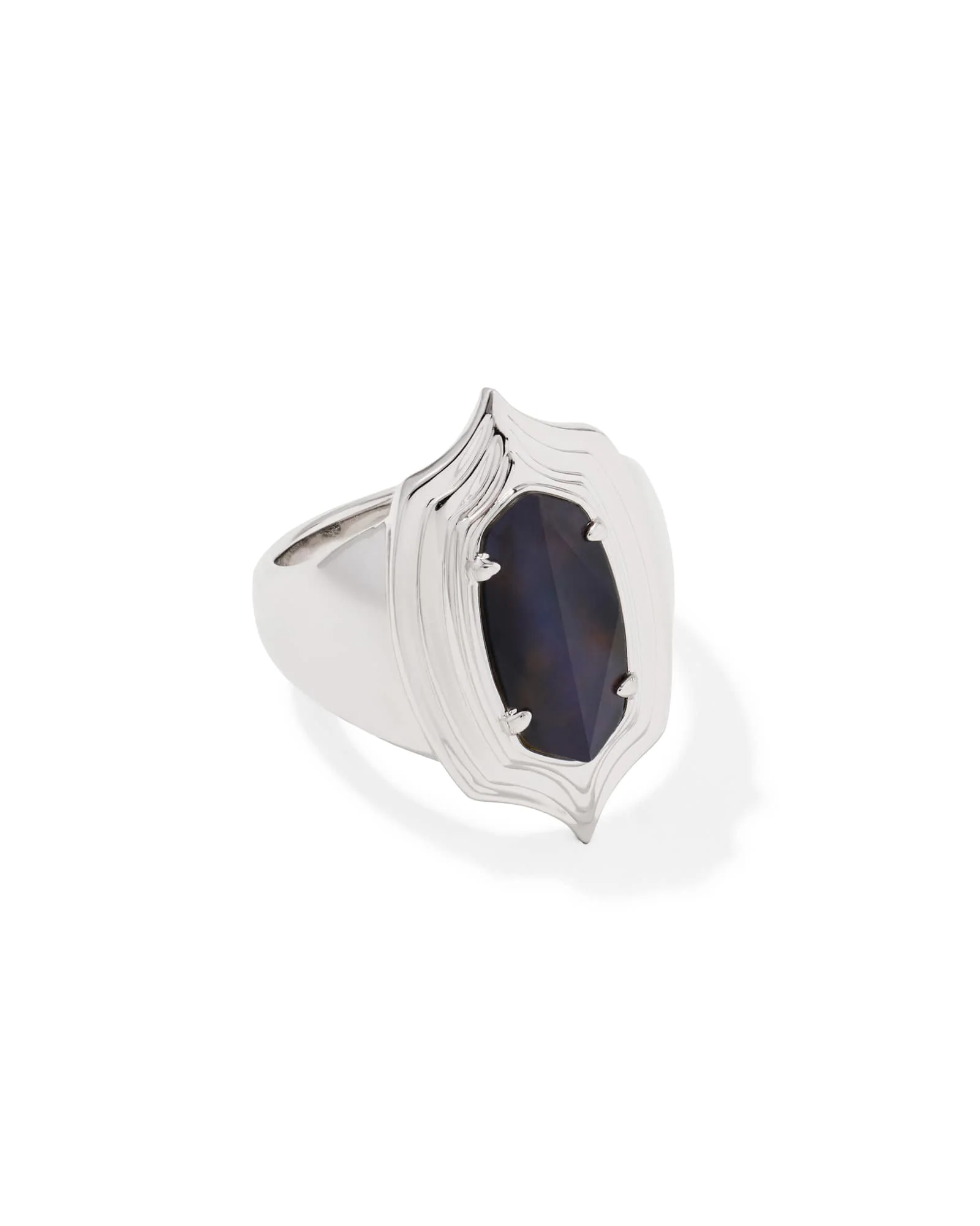 Elyse Stepped Frame Silver Cocktail Ring - 1