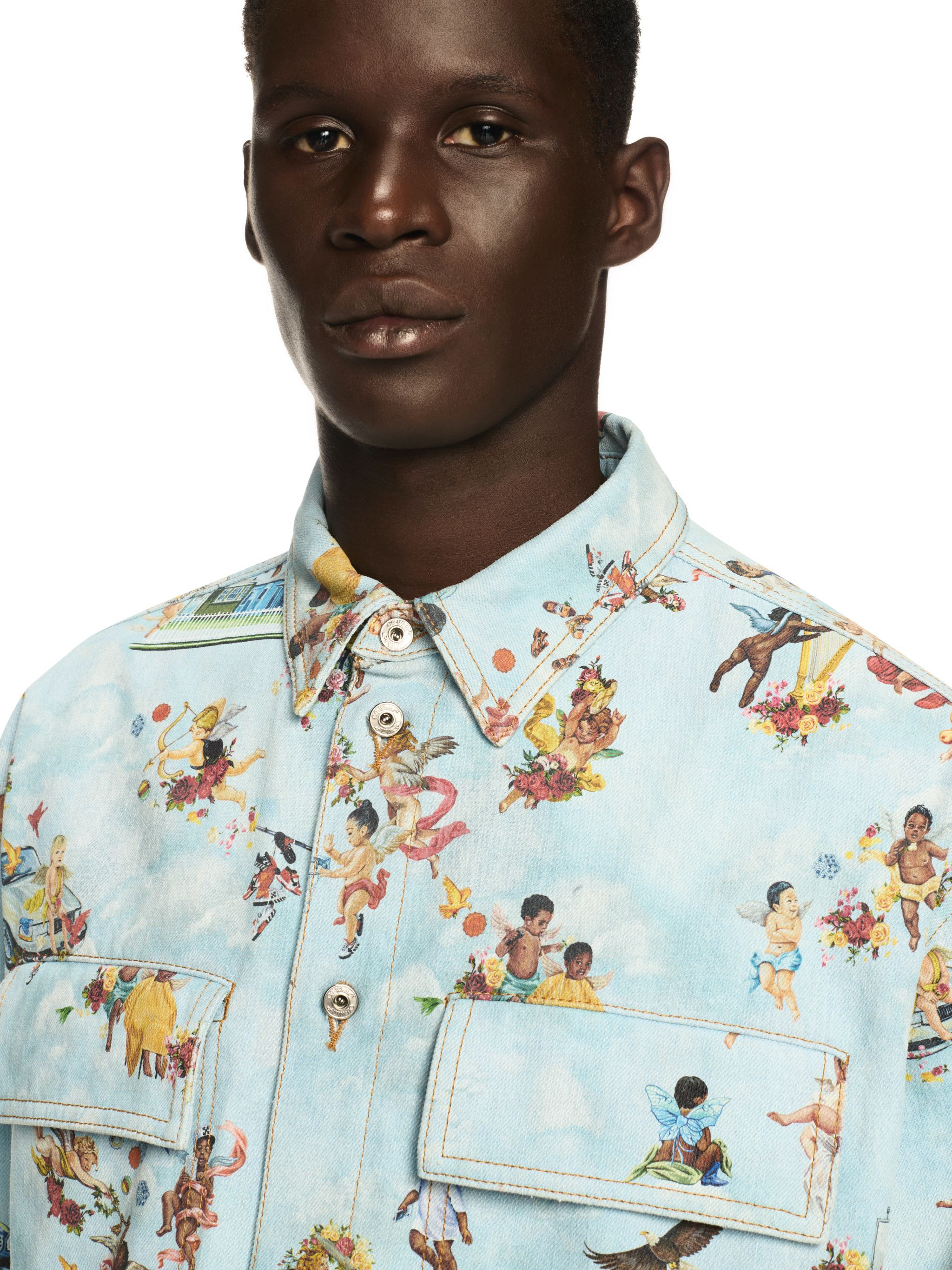 Light Blue/multicolor Fresco Military Shirt - 5