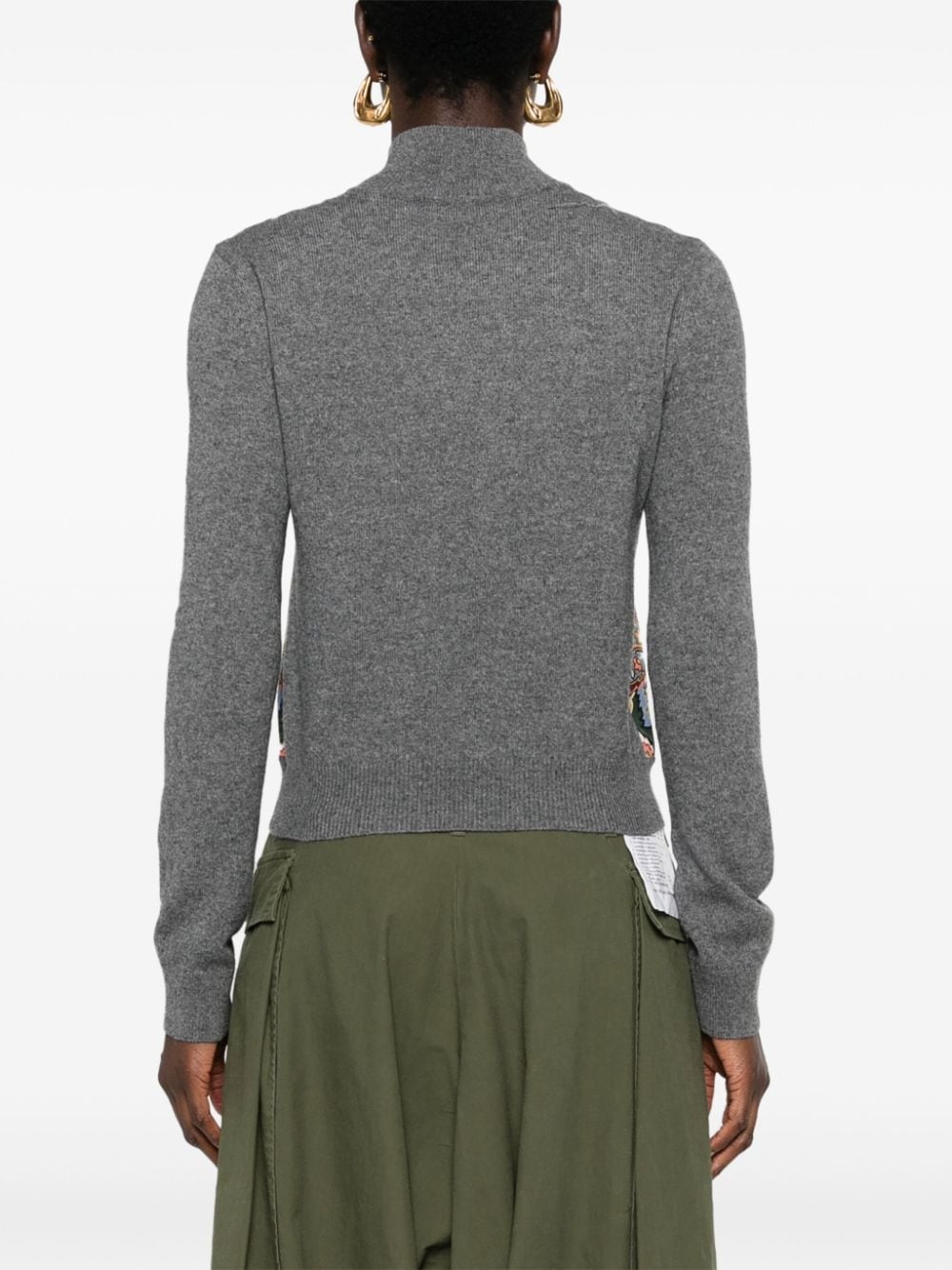 floral contrast-panel jumper - 4