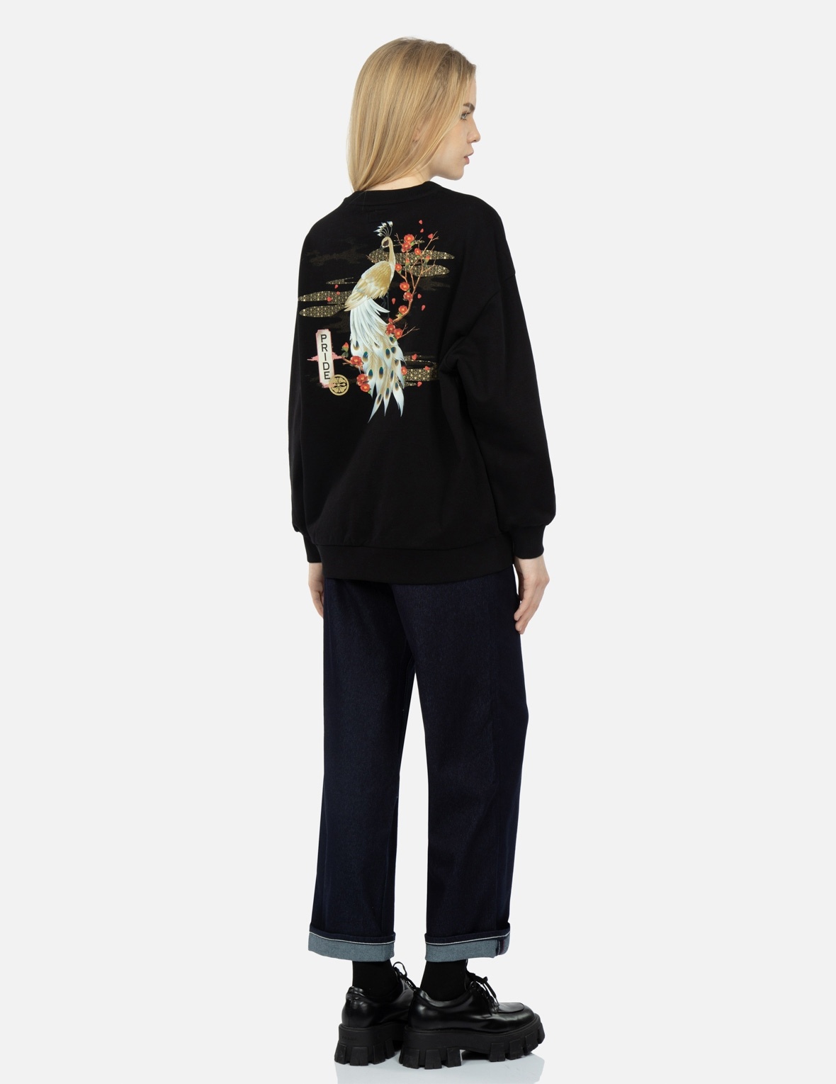 PEACOCK AND TSUBAKI PRINT SWEATSHIRT - 3