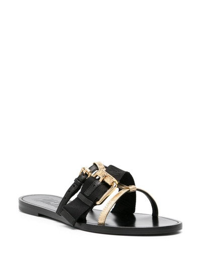 Moschino buckle-straps leather slides outlook