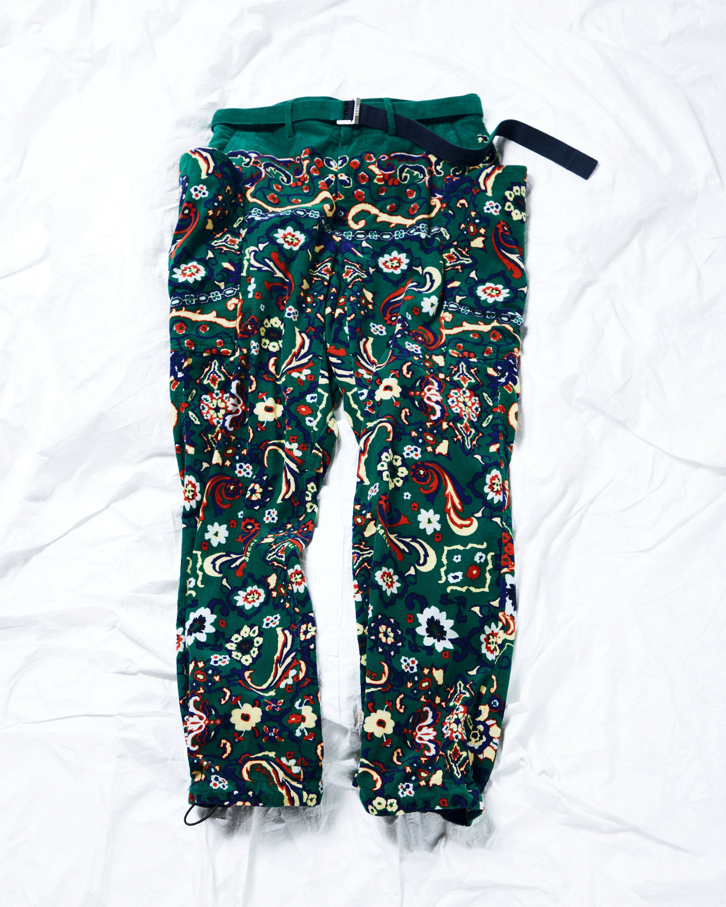 Floral Print Corduroy Pants - 2