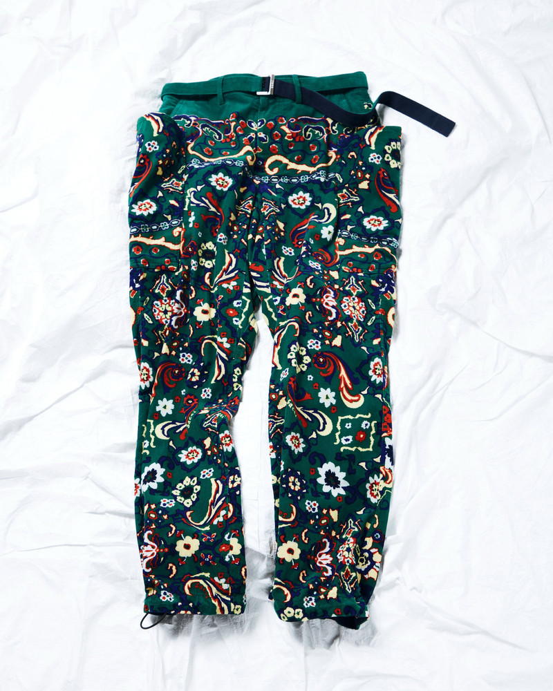sacai Floral Print Corduroy Pants outlook