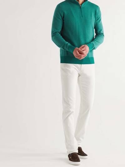 Loro Piana Roadster Striped Cashmere Half-Zip Sweater outlook