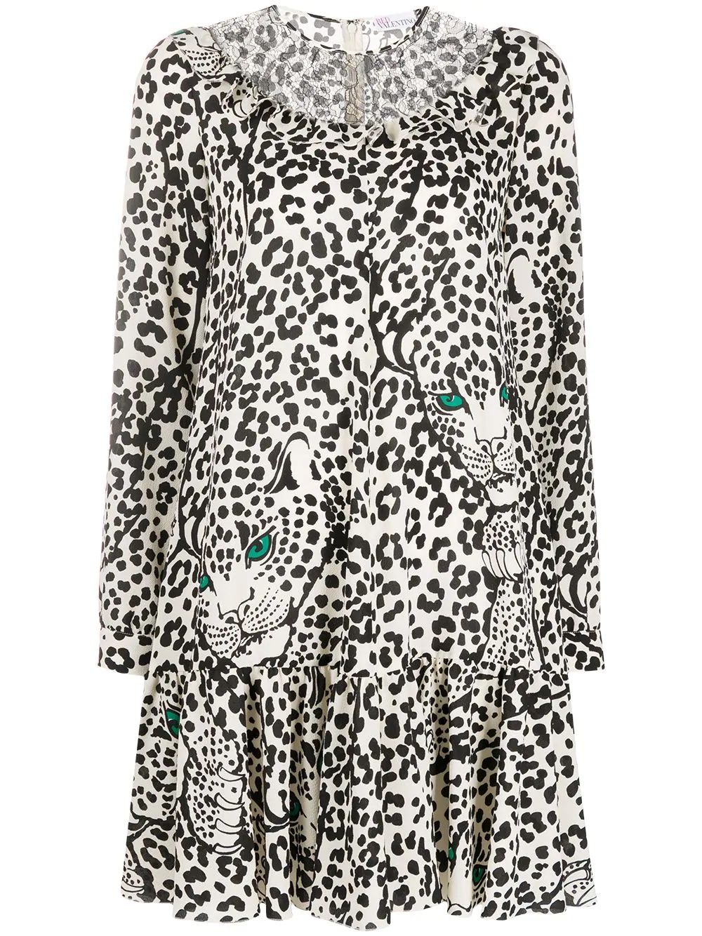 leopard-print long-sleeve dress - 1