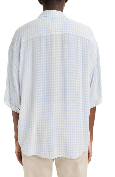 AMI Paris Boxy Fit Gingham Button-Up Shirt in Chalk/Cashmere Blue outlook