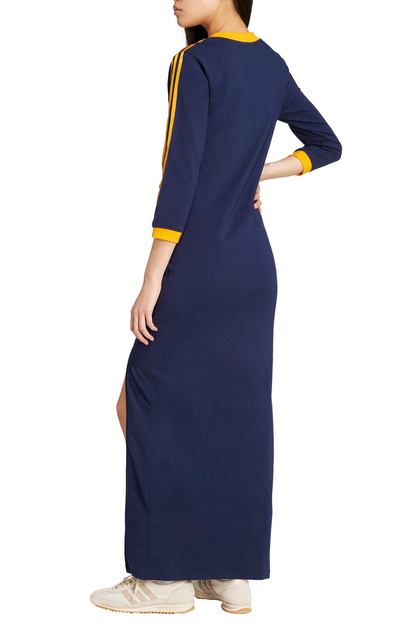 adidas Adicolor Classics 3-Stripes Maxi Dress in Night Indigo/Crew Orange at Nordstrom - 2