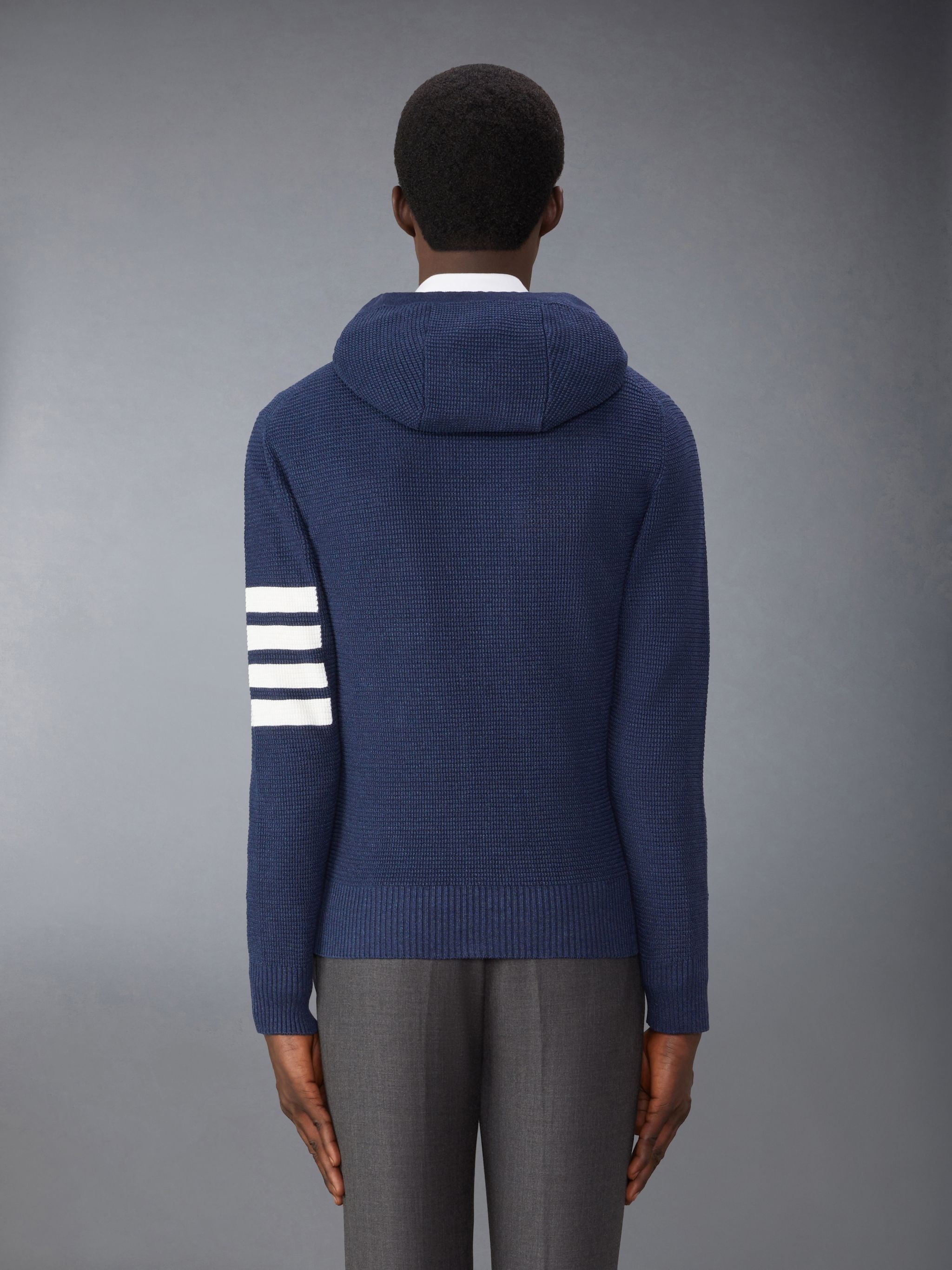 4-Bar stripe waffle-knit hoodie - 2
