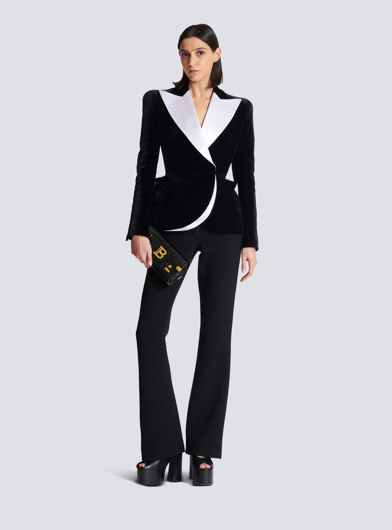Balmain Structured jacket in velvet and satin outlook