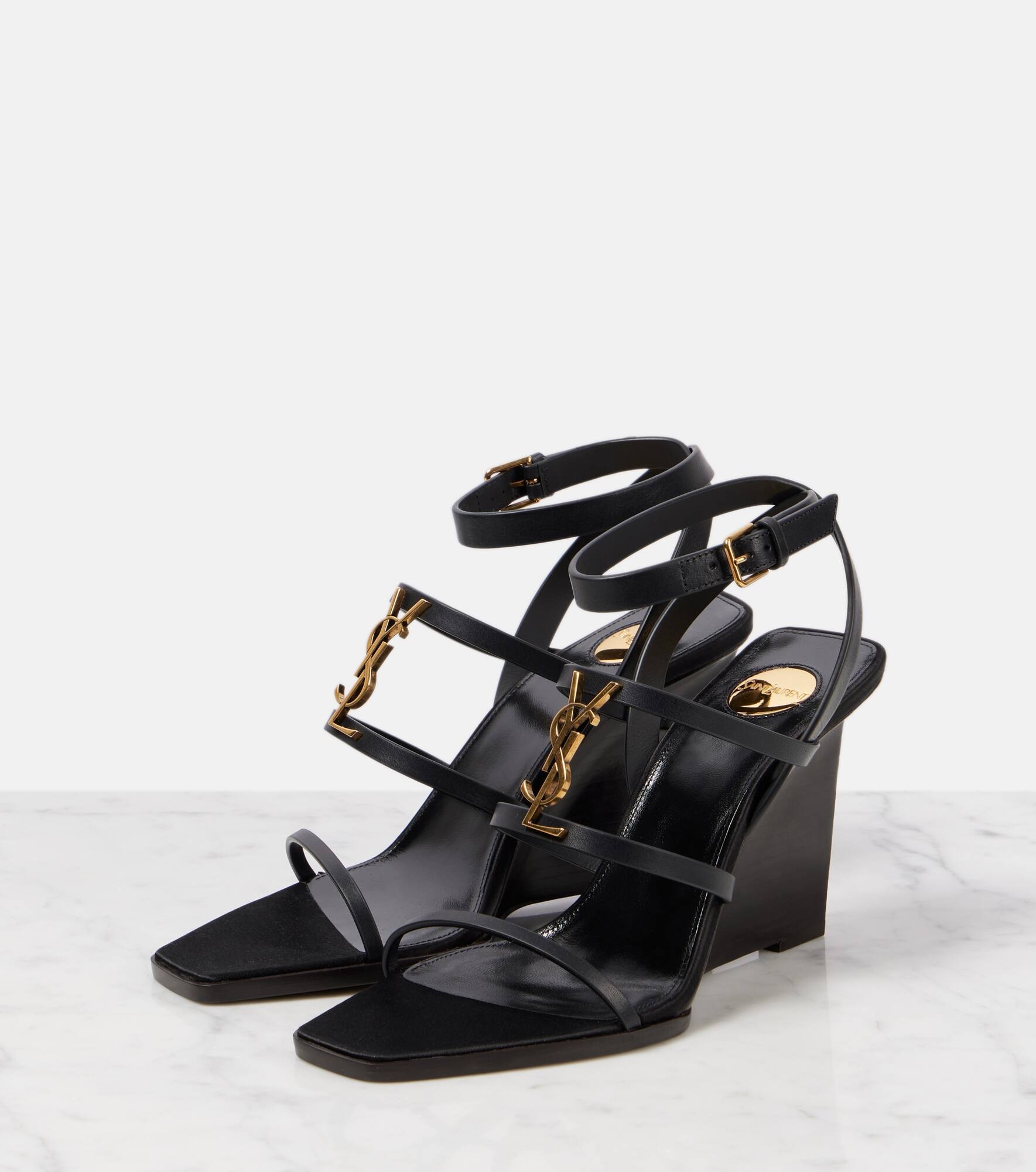 Cassandra 90 leather wedge sandals - 4