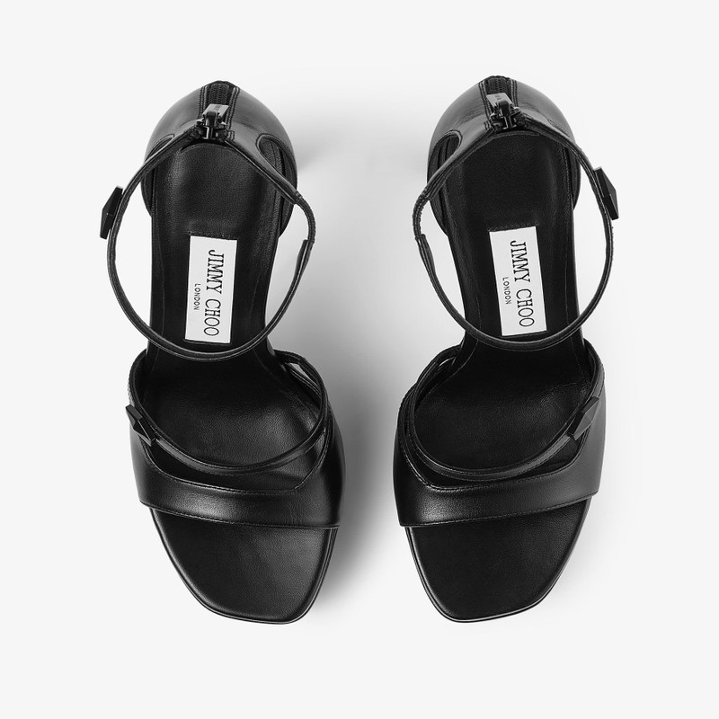 Claressa/Platform 125 Black Leather Platform Sandals 5