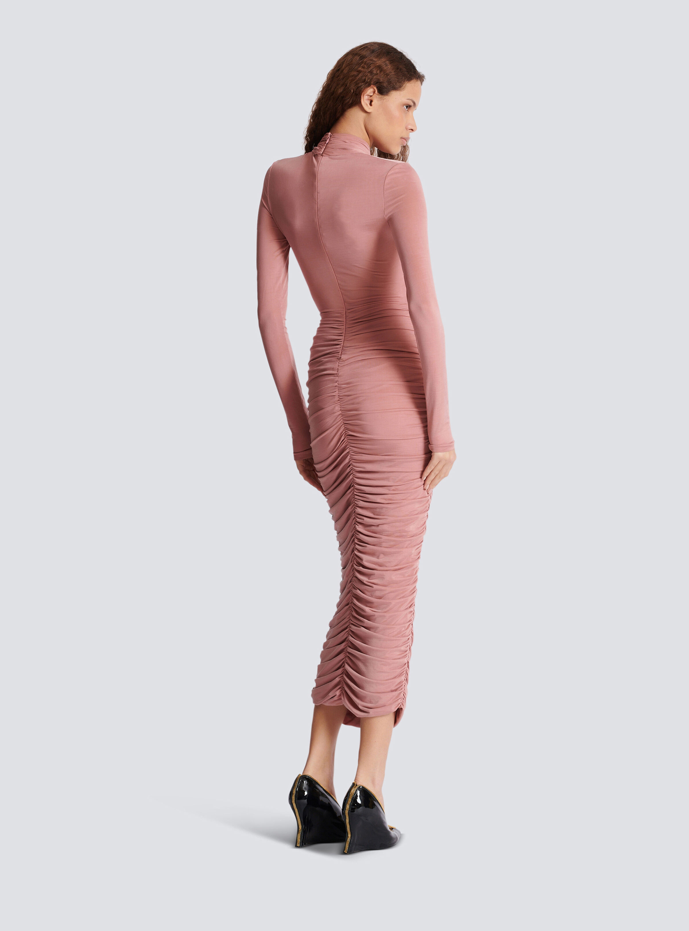 Pleated jersey midi dress - 4