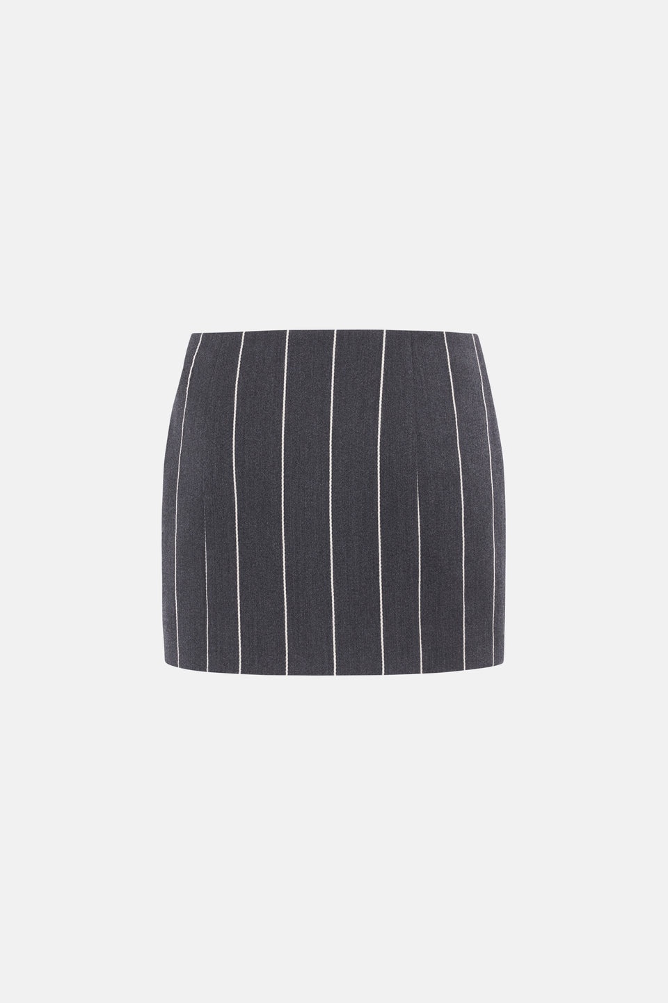 LIGHT WOOL PINSTRIPE LOW WAIST MINI SKIRT, BUTTONS - 2
