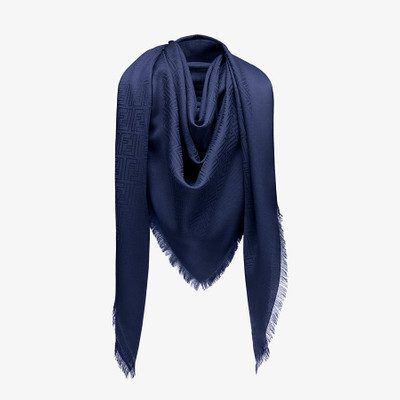 FENDI Blue silk and jacquard wool shawl outlook