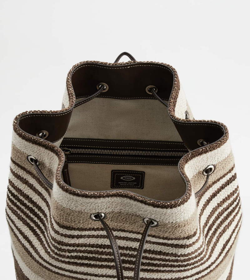 BAG IN FABRIC AND LEATHER MEDIUM - BROWN 5