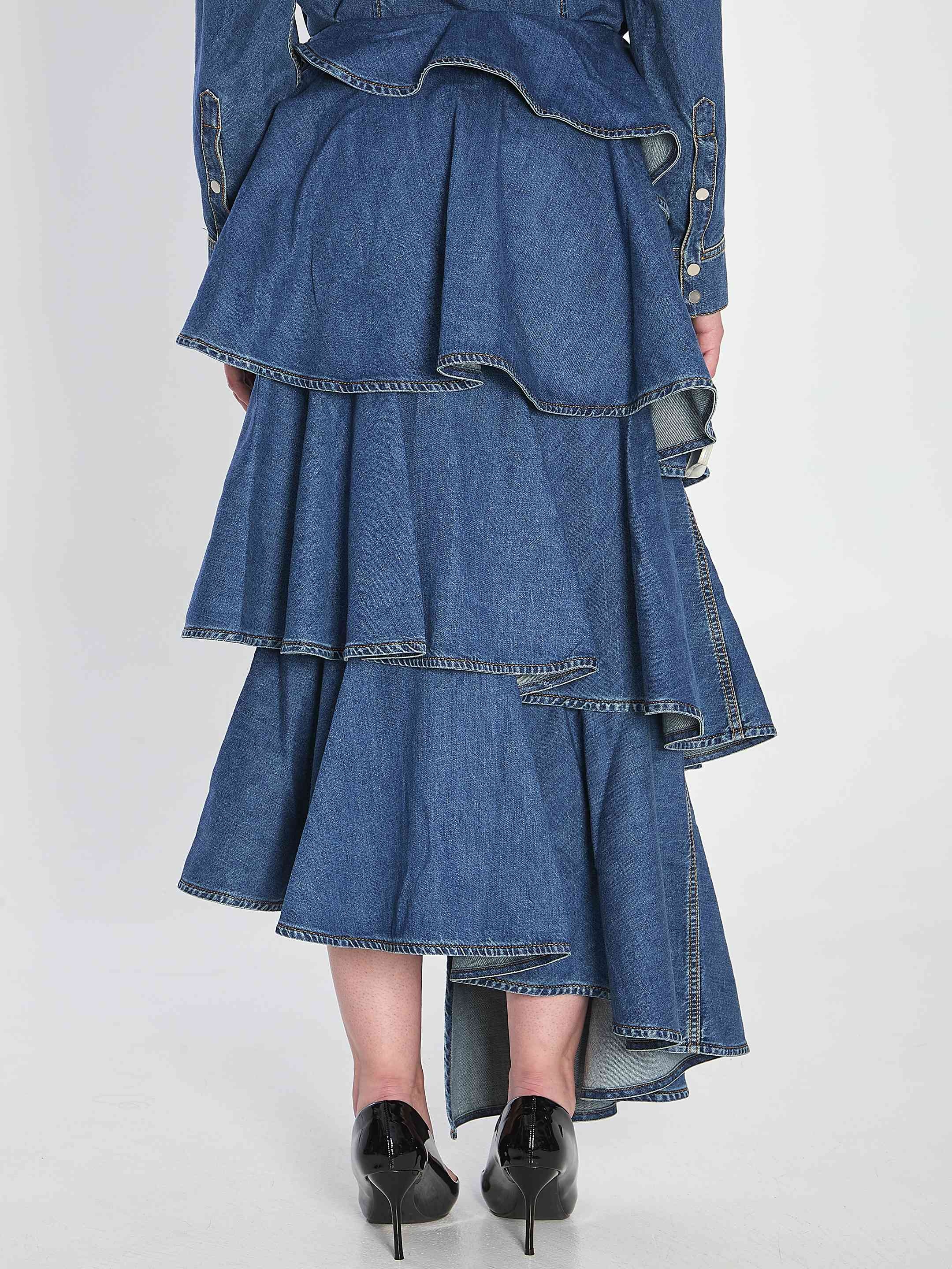 Alaia Women Spiral Skirt In Denim - 4