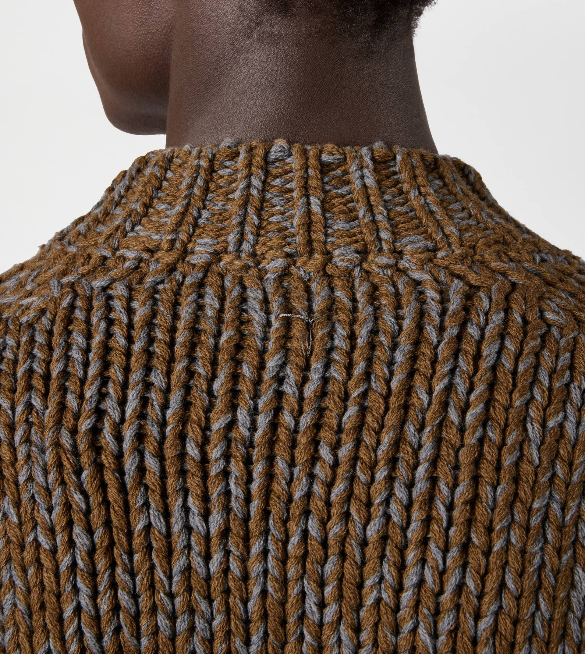 CASHMERE BLEND MOULINÉ ROUND-NECK PULLOVER - YELLOW - 6