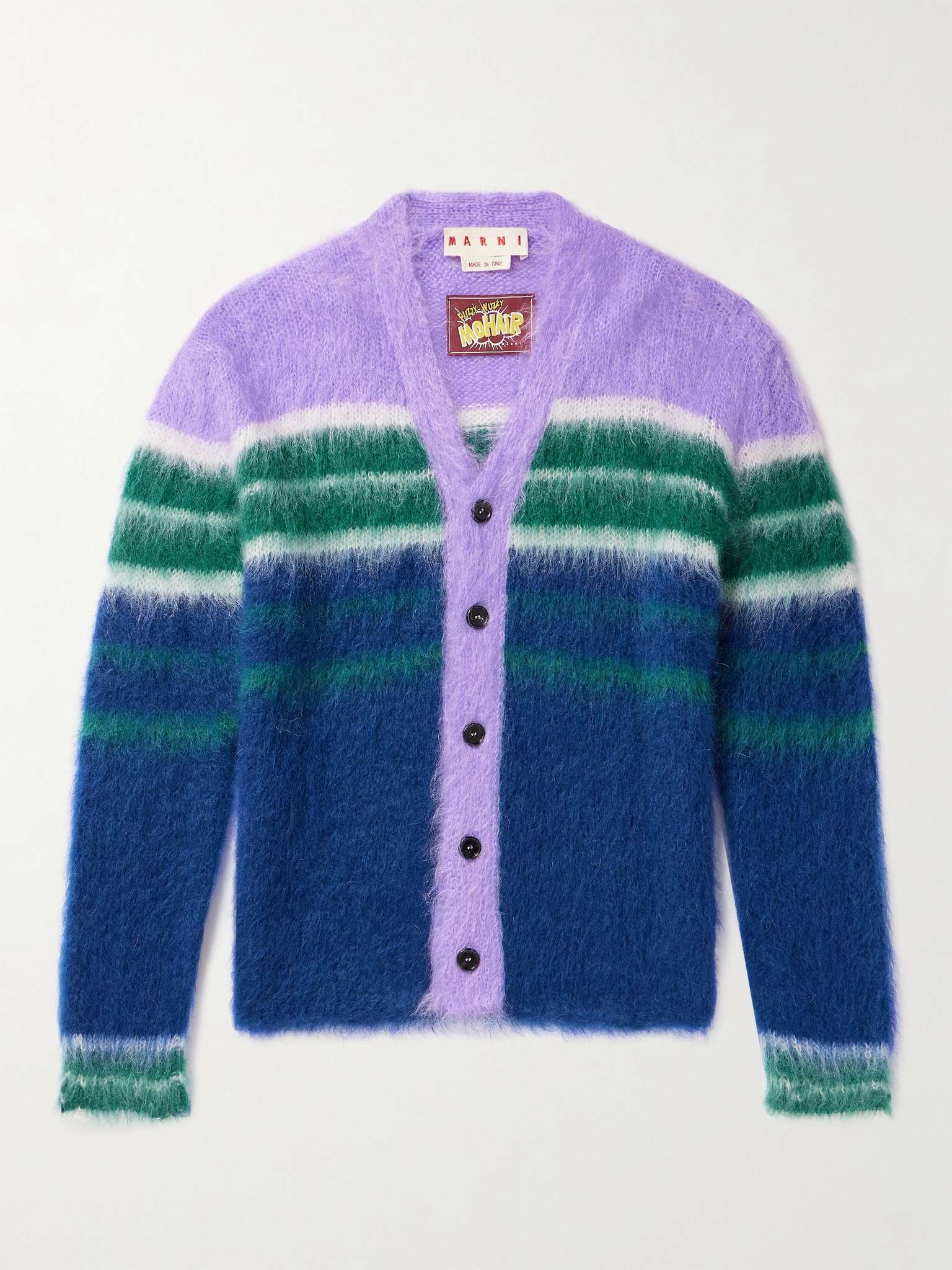 Striped Mohair-Blend Cardigan - 1