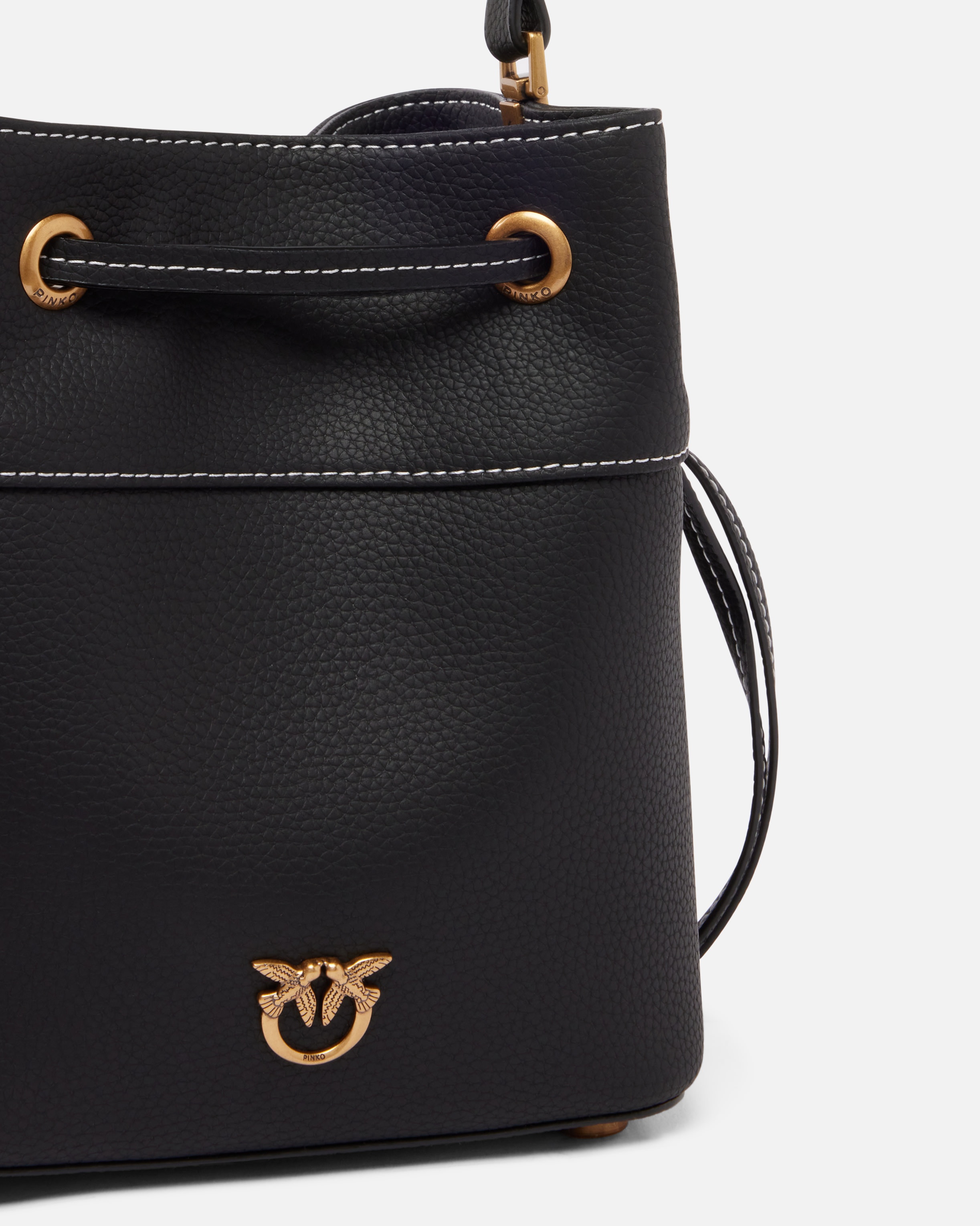 SMALL LEATHER BUCKET BAG WITH SHOULDER STRAP - 3