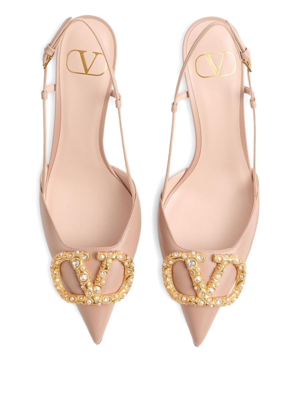 VLOGO SIGNATURE SLINGBACK CALFSKIN PUMP WITH JEWEL LOGO 80MM - 4