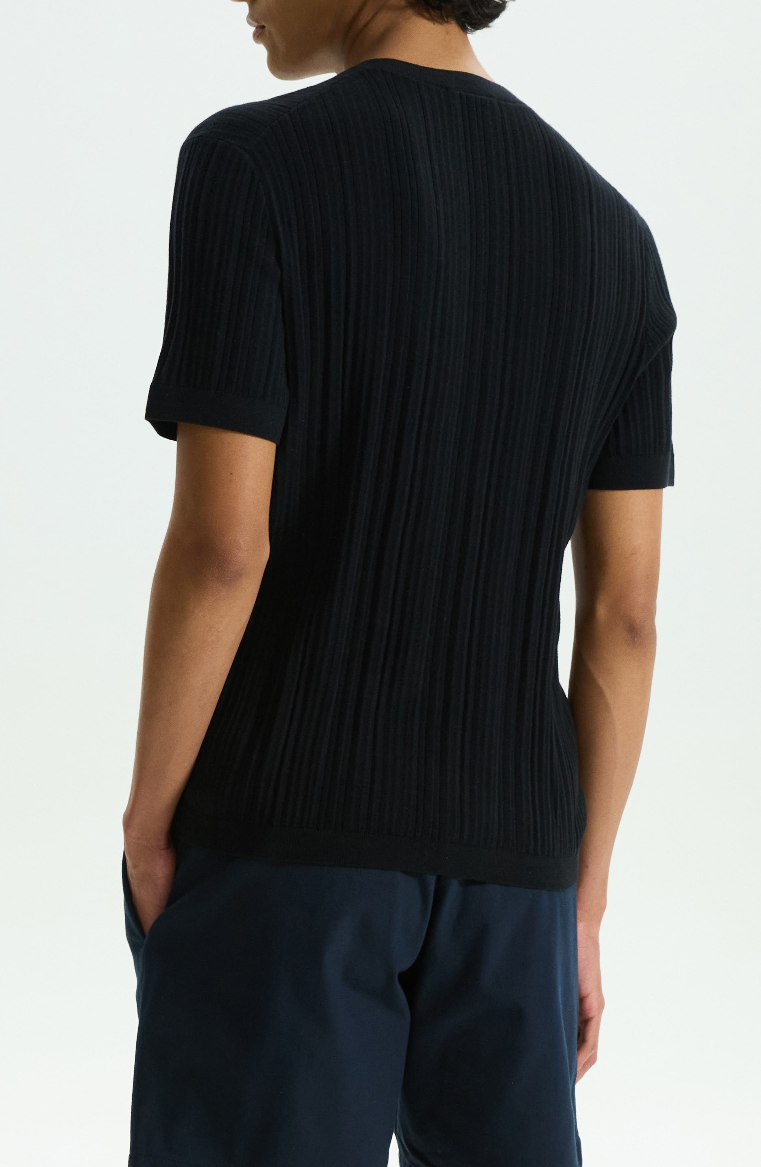 Theory Damian Rib Crewneck T-Shirt in Black at Nordstrom - 2