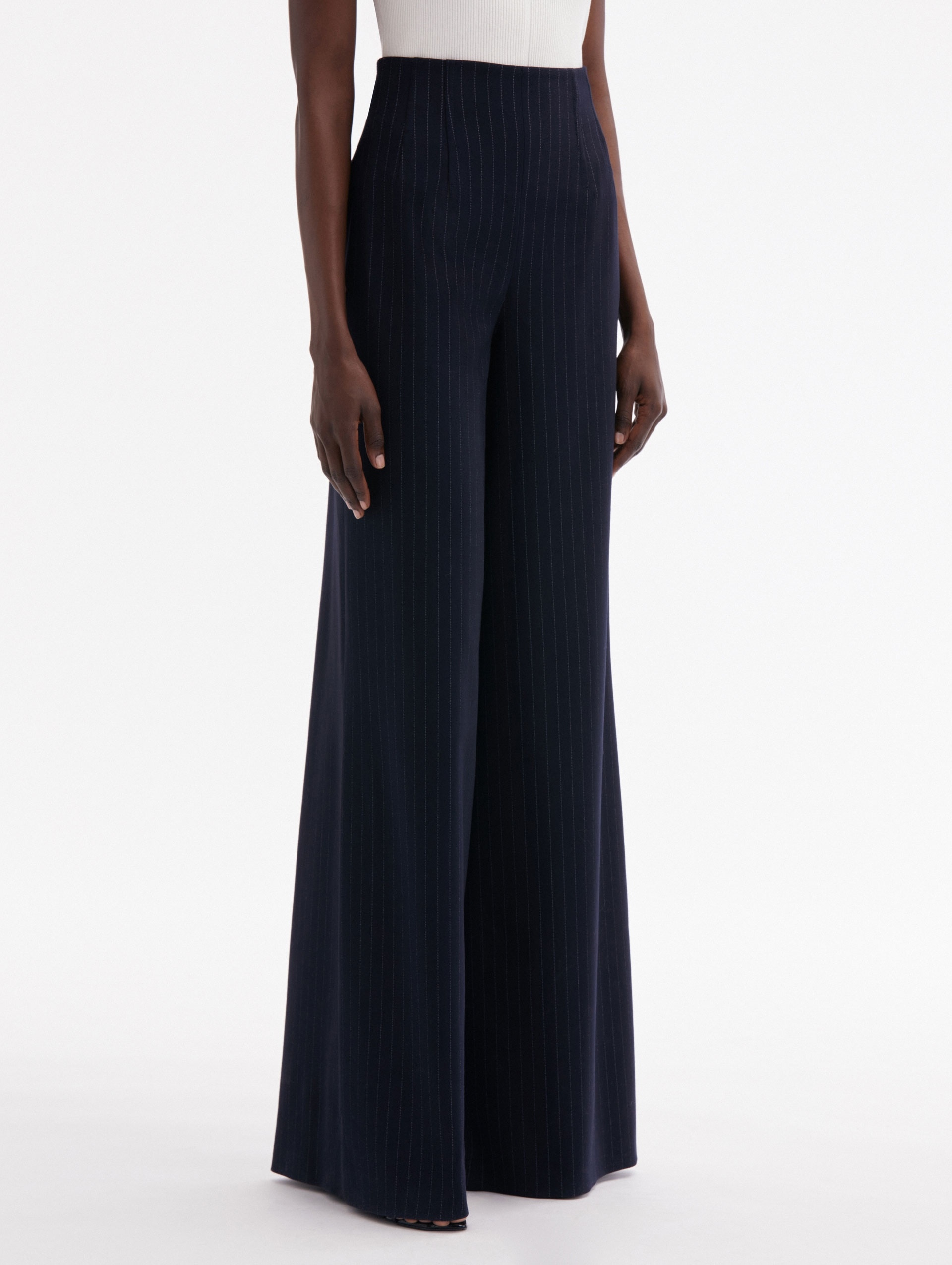 PINSTRIPED WIDE LEG PANT - 4