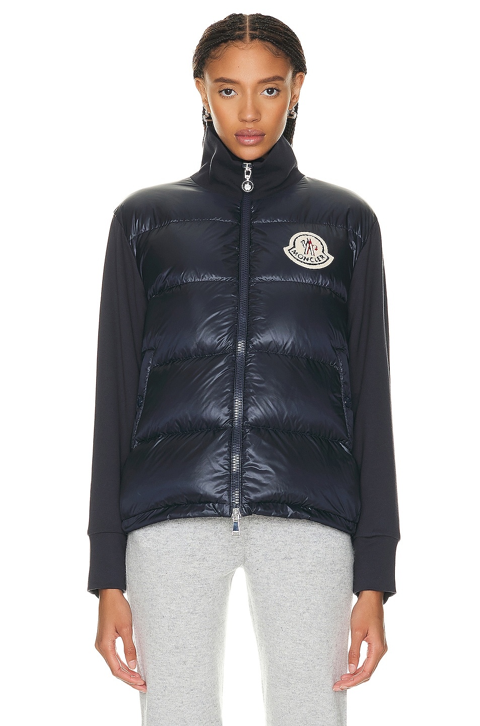 モンクレール Moncler Zip Up Jacket Moncler Stripe-Detail Zip-Up Sweatshirt Navy Blue Men's - US