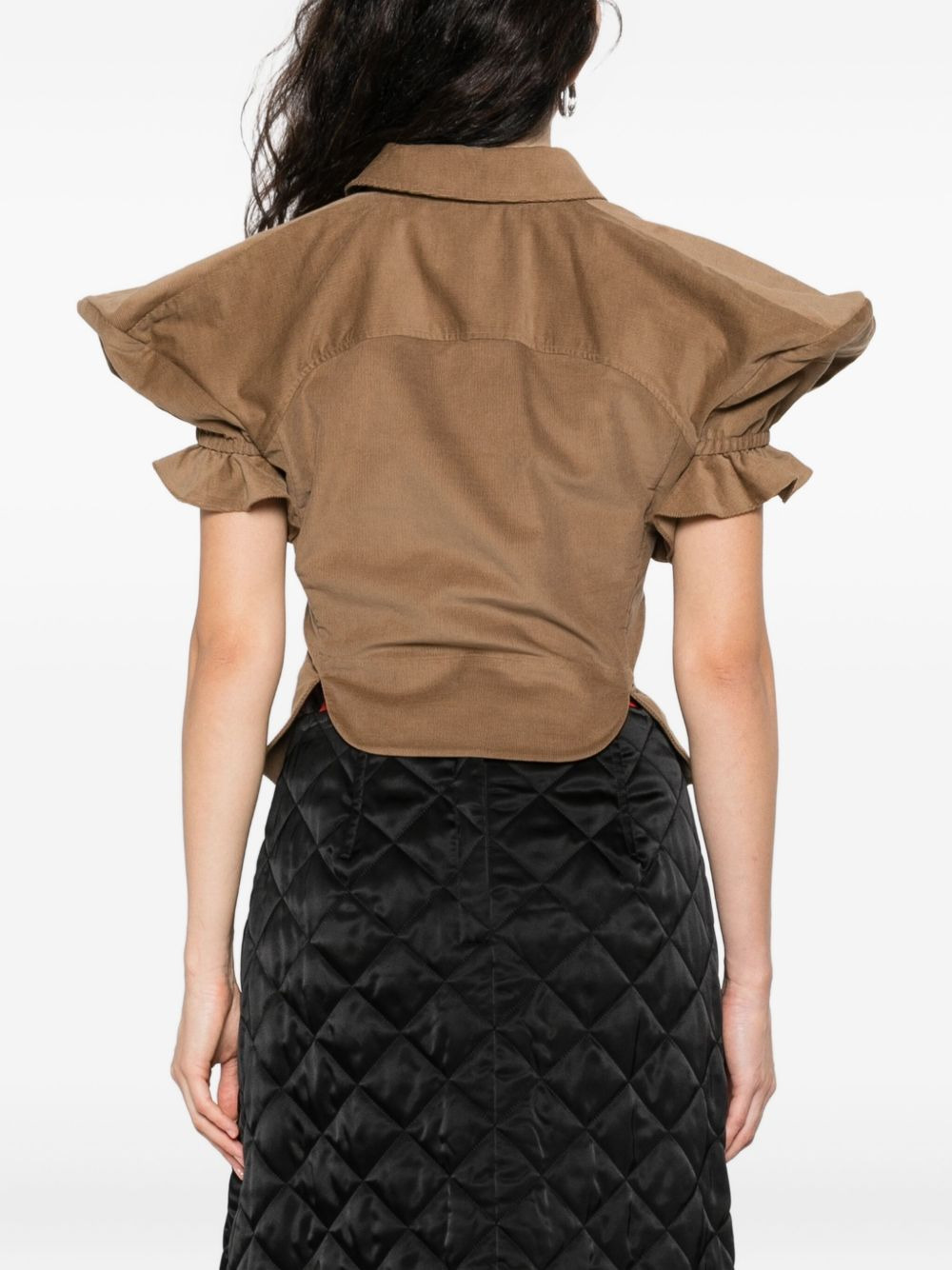ruffled-sleeve cotton top - 4