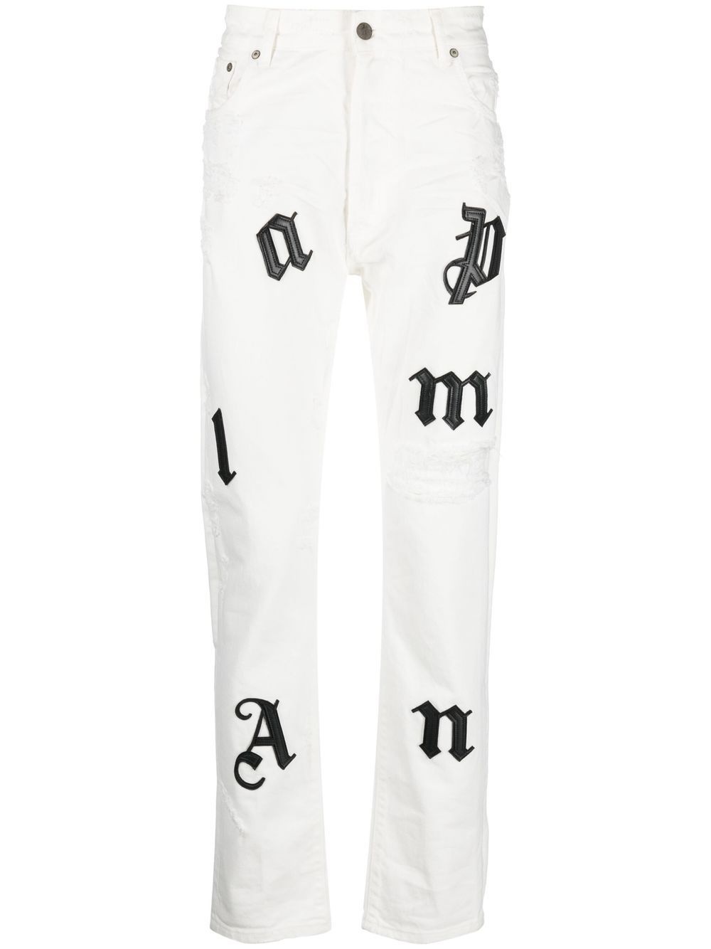 logo-patch distressed jeans - 1