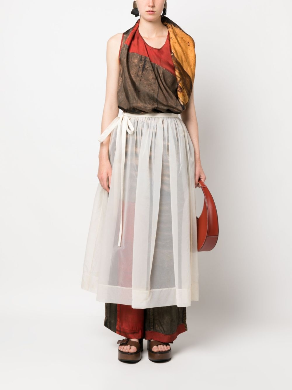 semi-sheer full midi skirt - 2