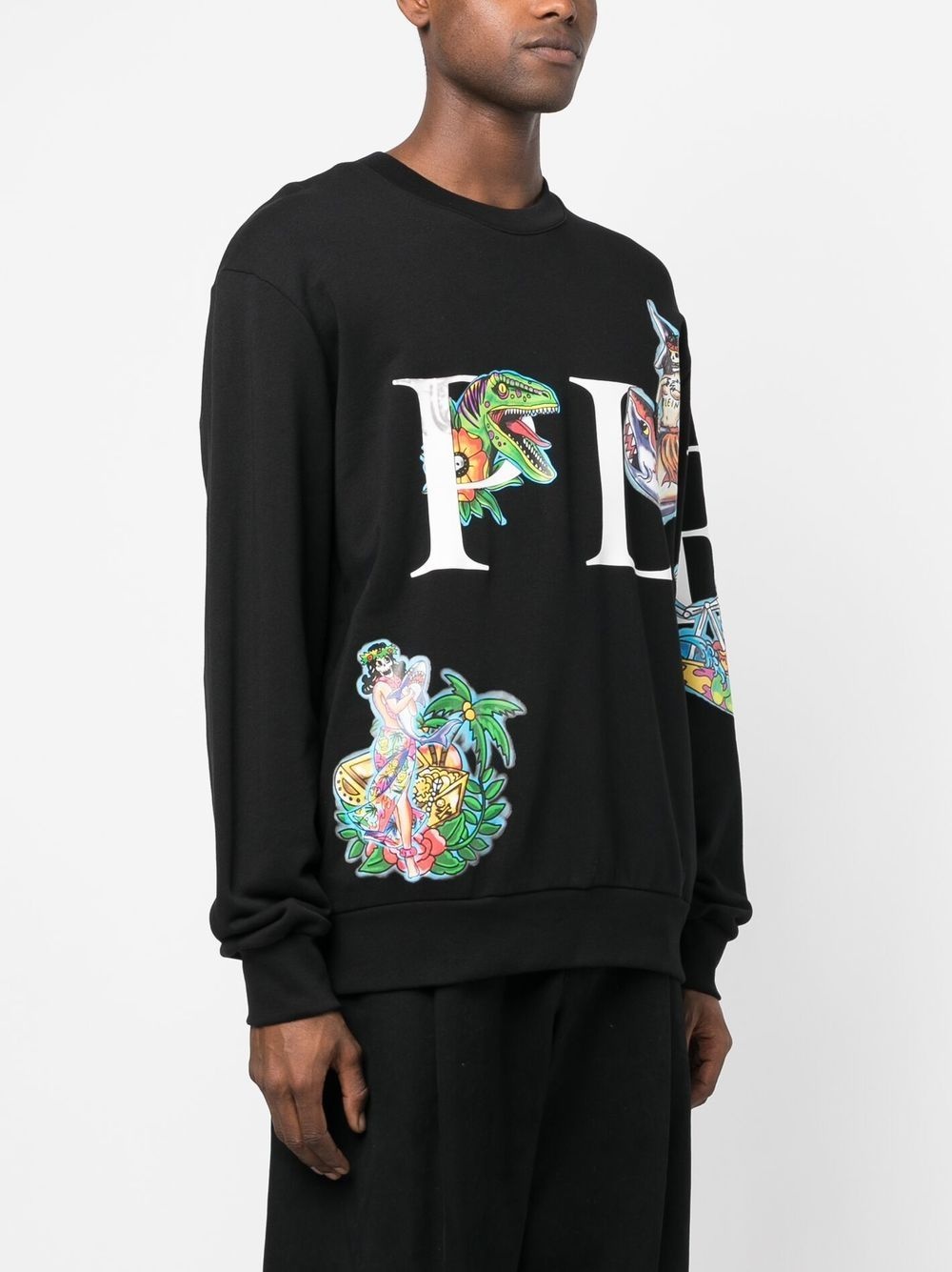 logo-print crew neck sweatshirt - 4