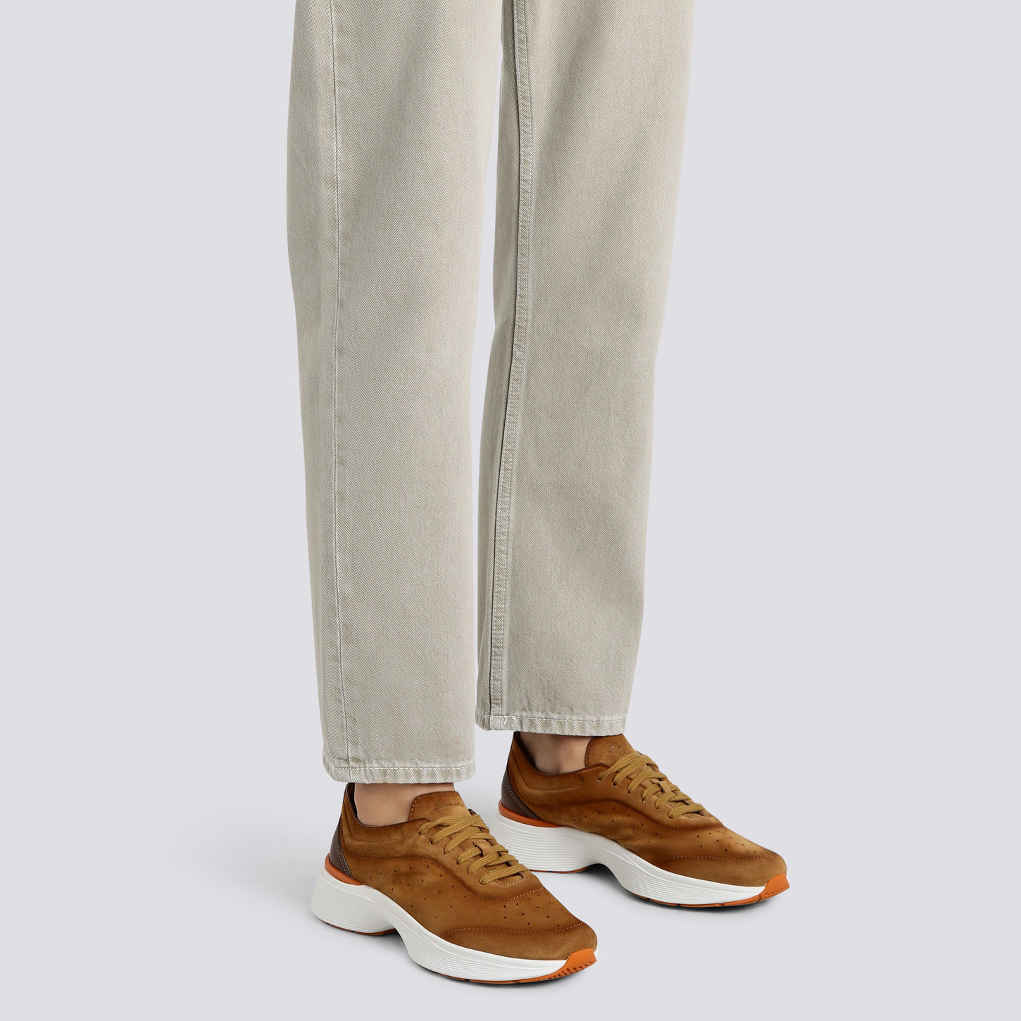 Men's light brown suede and leather Bounce sneaker - 2