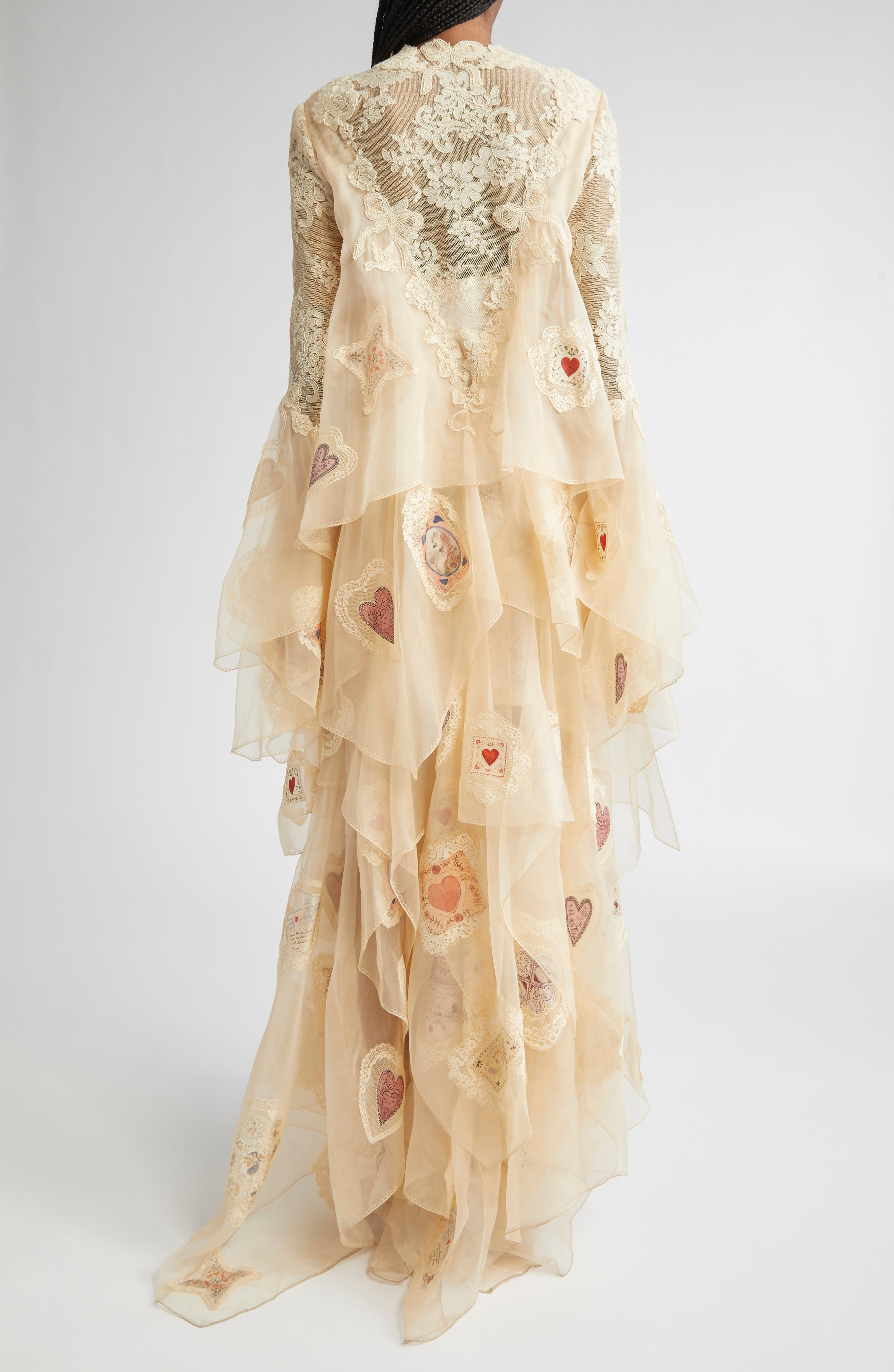 Zimmermann Hypnotic Cascading Semisheer Long Sleeve Lace Silk Gown in Cream at Nordstrom - 2