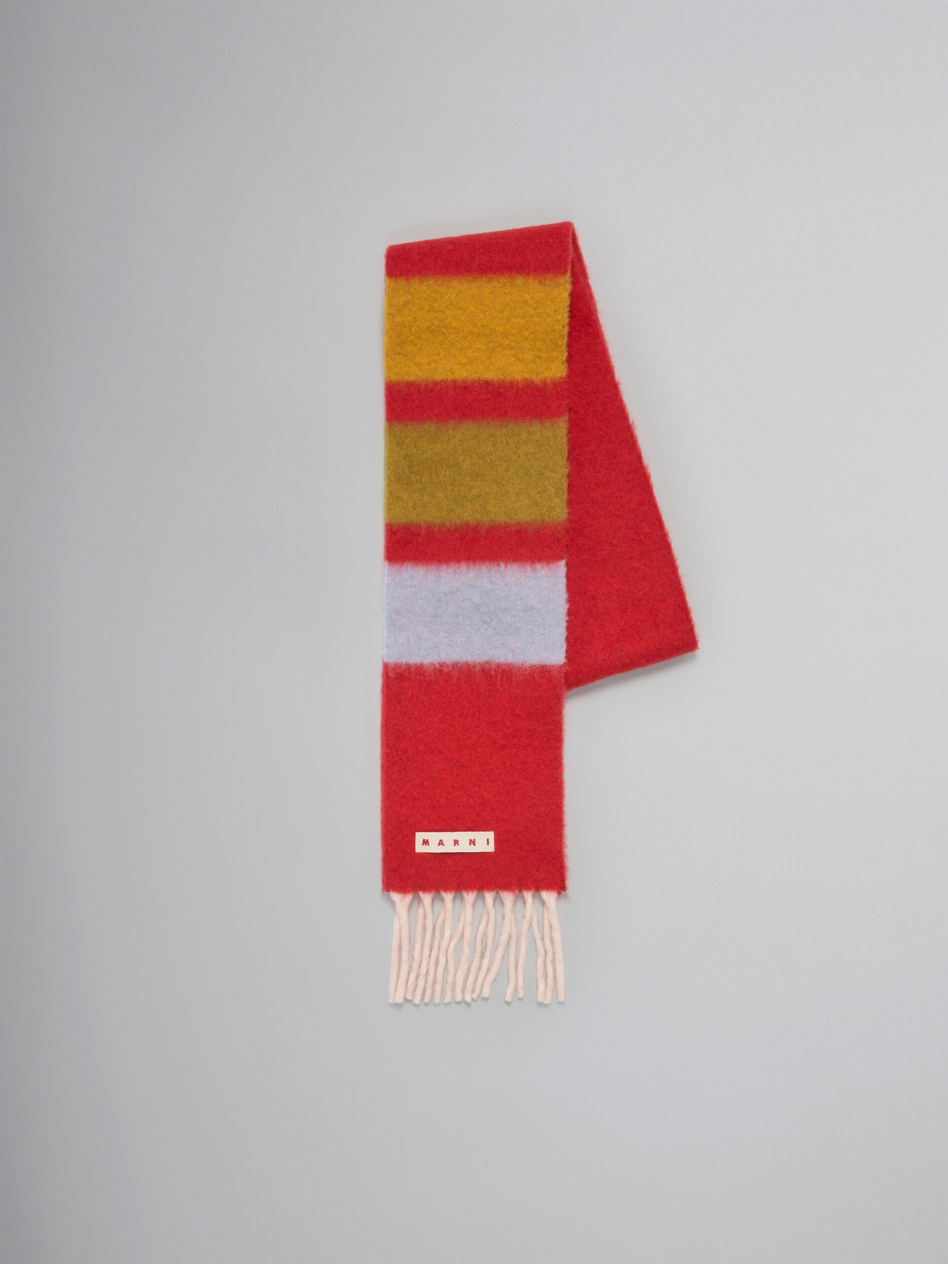 RED ALPACA STRIPED SCARF - 1