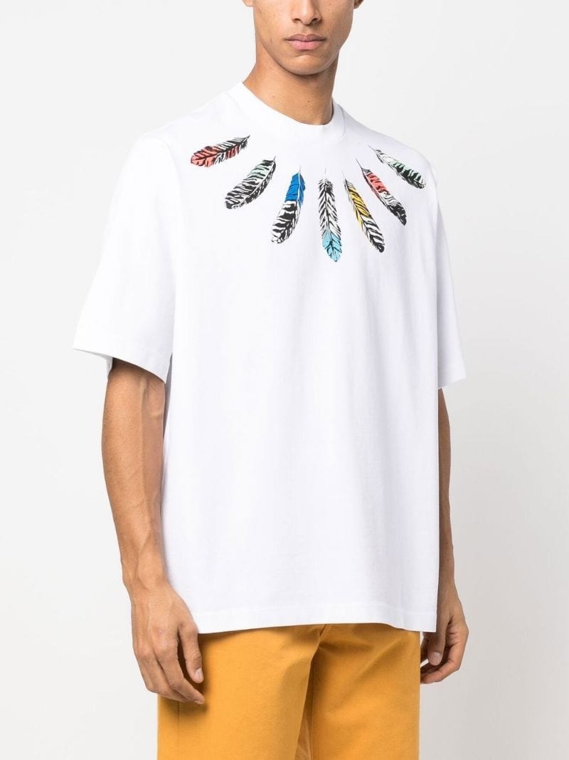 Collar Feathers Over printed T-shirt - 3