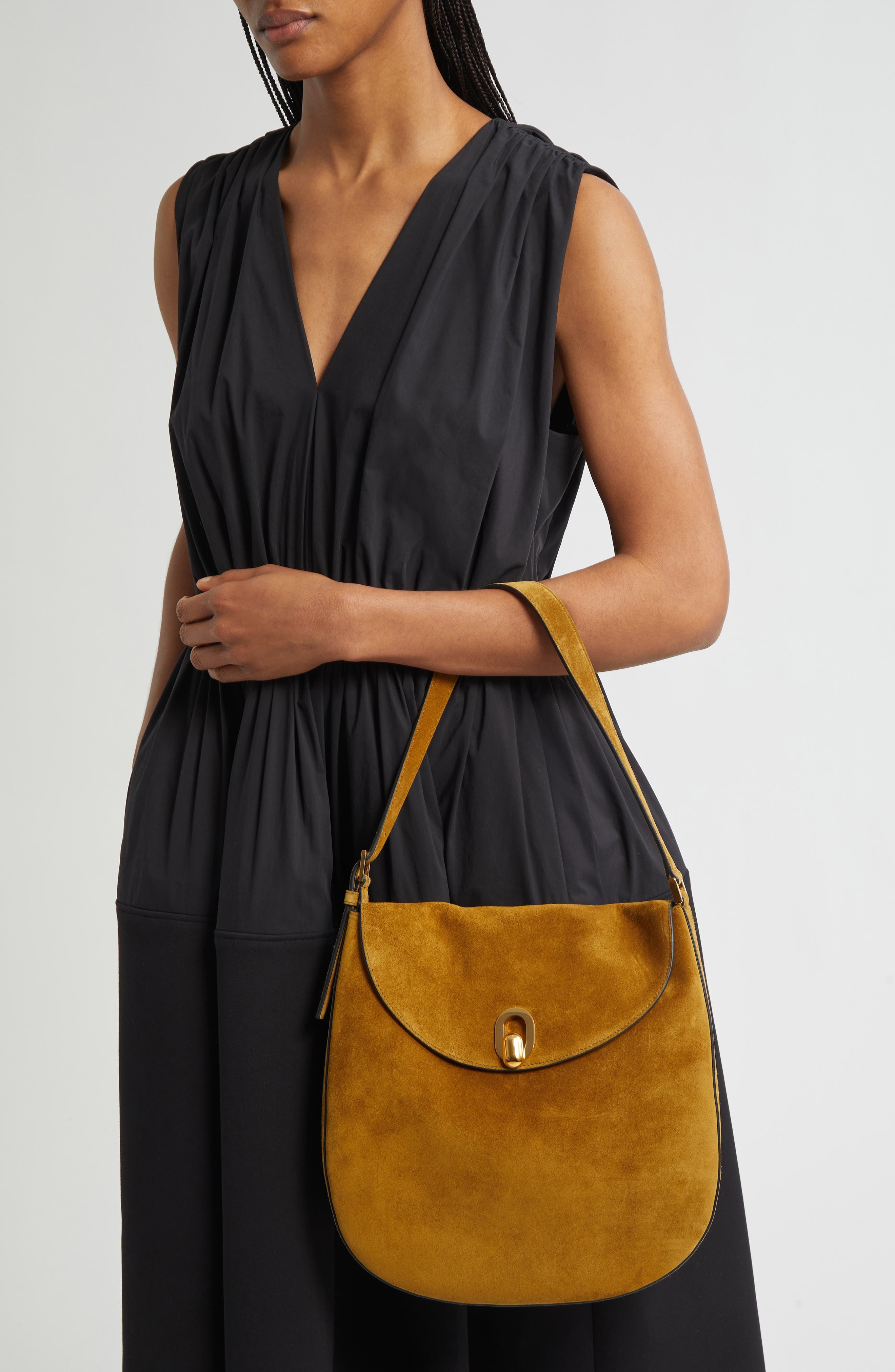 SAVETTE Large Tondo Suede Hobo Bag in Sepia at Nordstrom - 3
