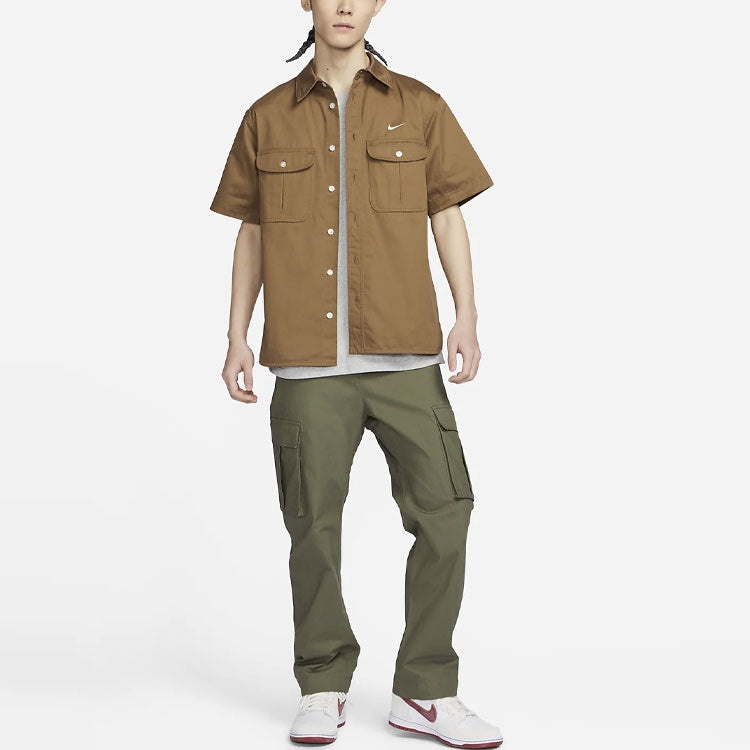 Nike SB Short Sleeve Woven Skate Button Up Shirt 'Tan' DV9076-270 - 3