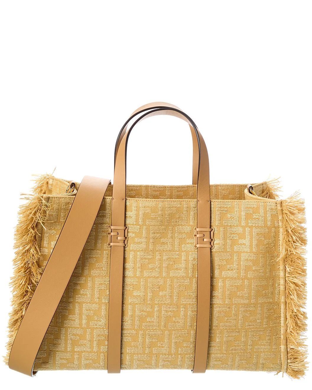 FENDI Summer Jacquard & Raffia Tote - 1