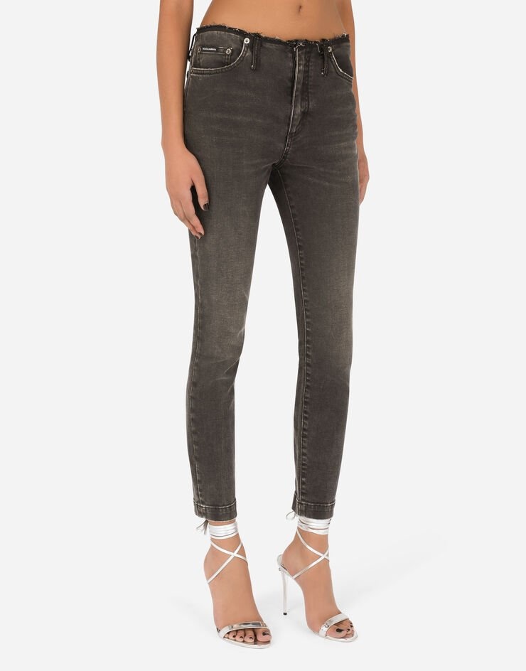 Cotton jeans with raw-cut waistband - 4