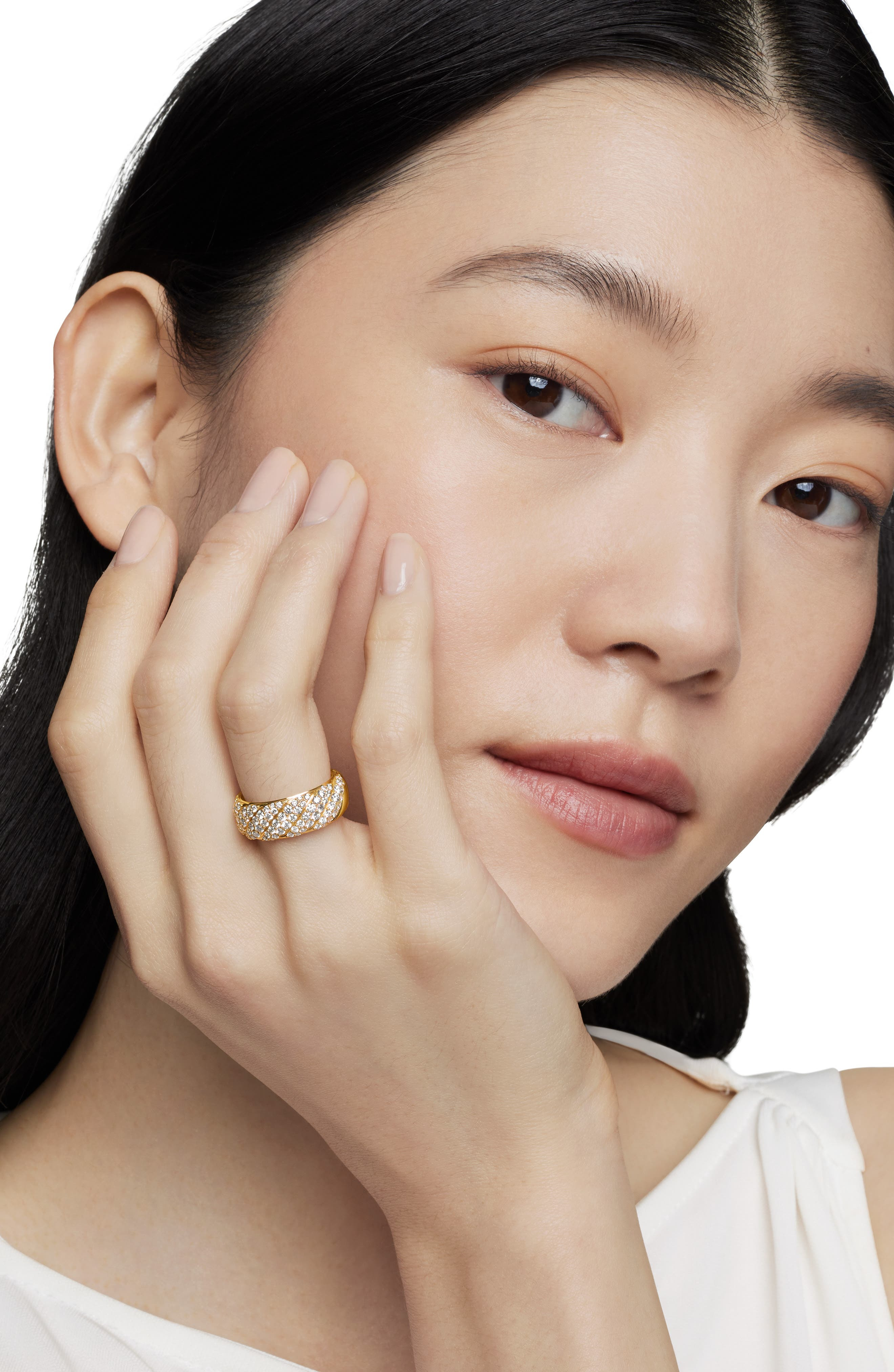 David Yurman Sculpted Cable Band Ring in 18K Yellow Gold with Pavé Diamonds at Nordstrom - 6
