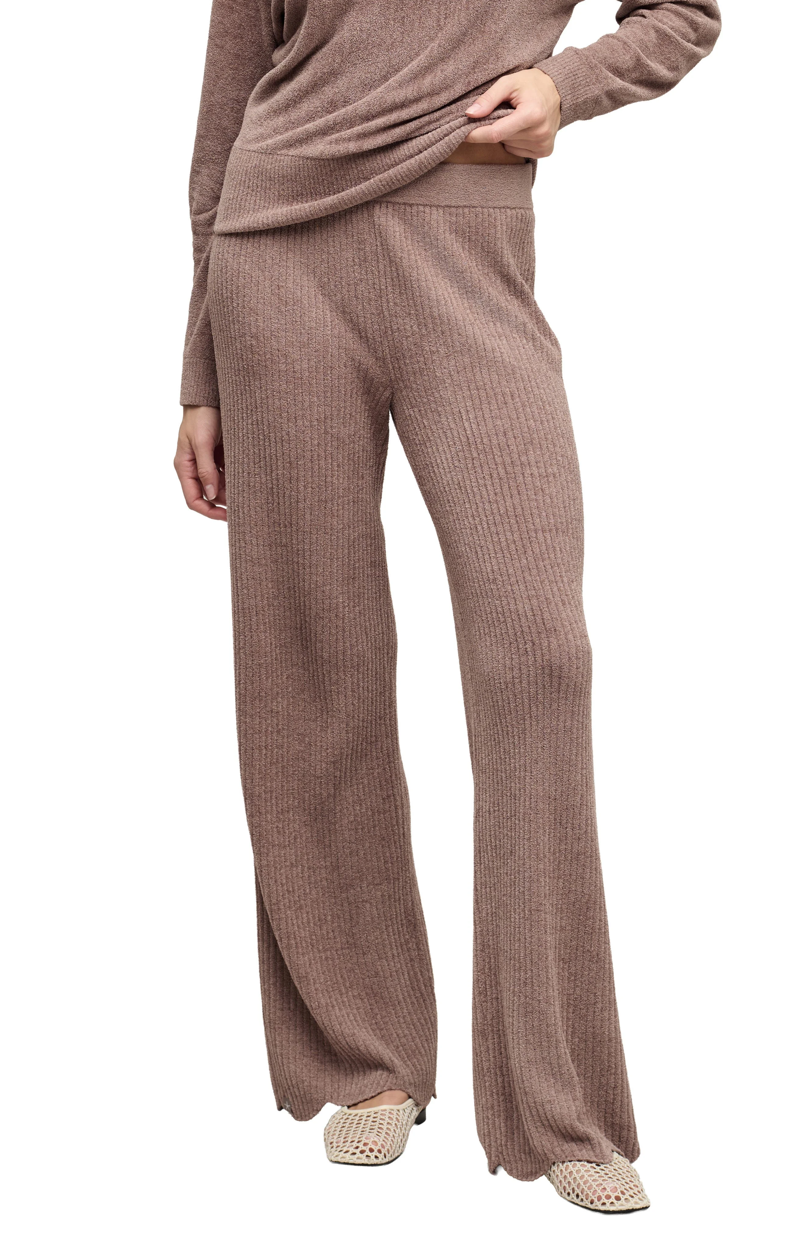 barefoot dreams CozyChic® Ultra Lite® Scallop Hem Lounge Pants in Sable - 1