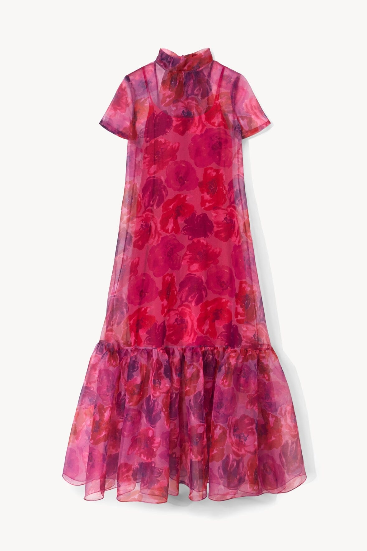 STAUD CALLUNA DRESS MAGENTA PAINTED FLORAL - 1