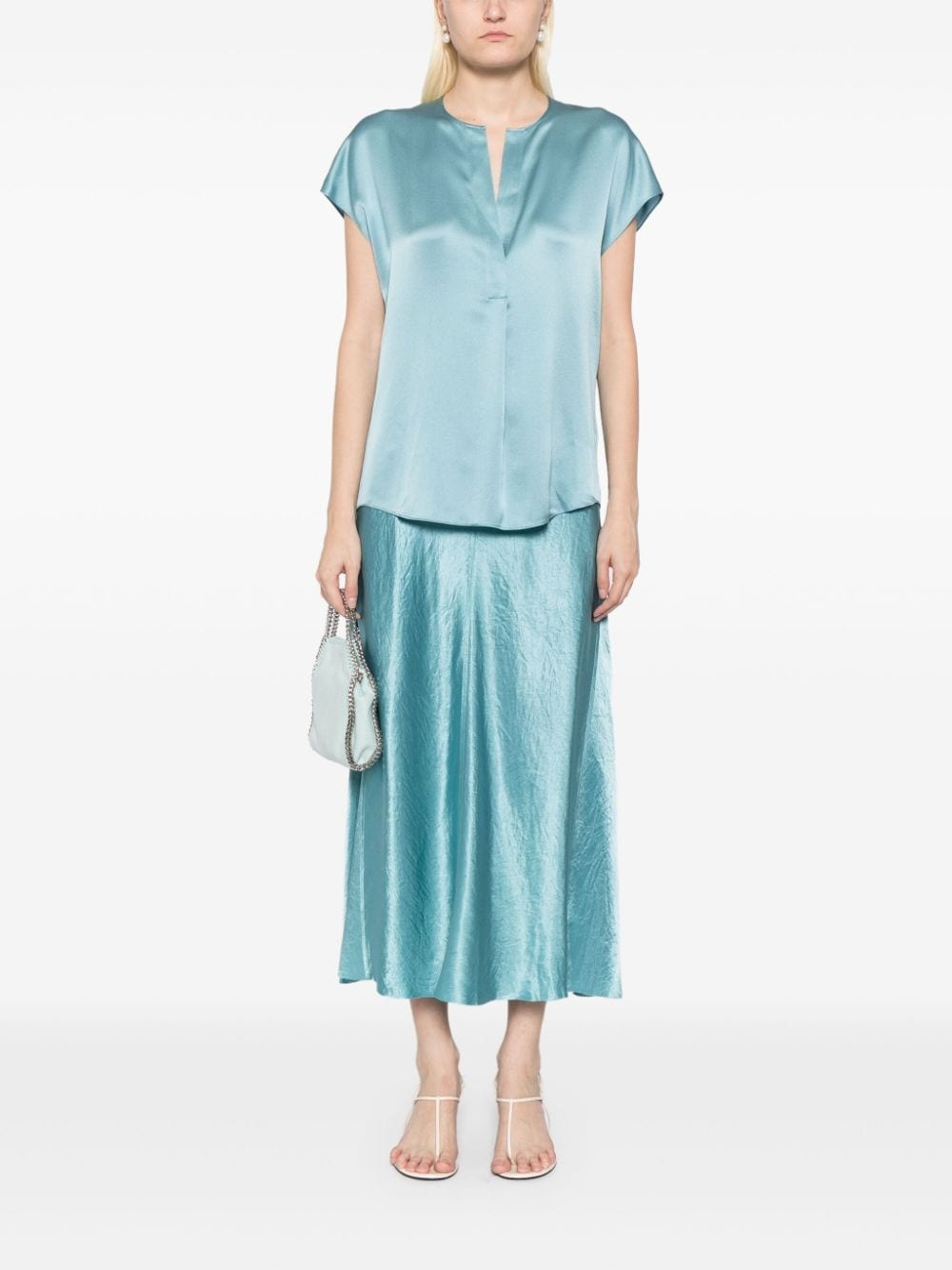 silk cap-sleeve blouse - 2