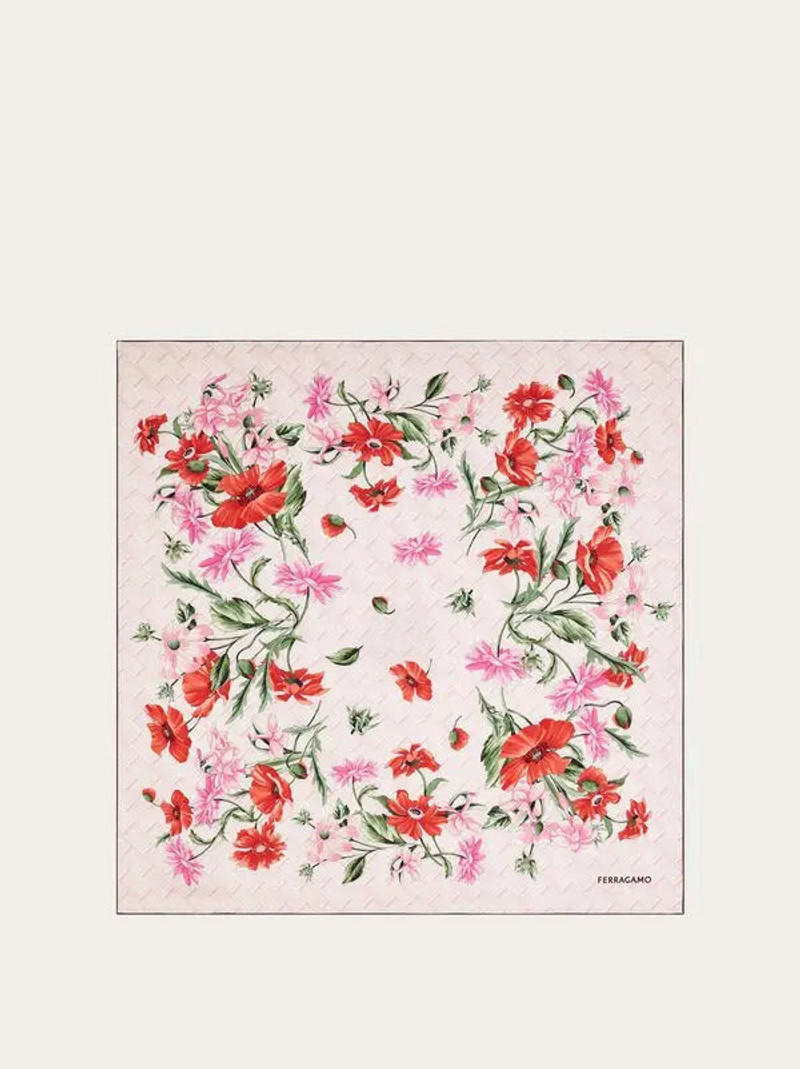 Ferragamo Bouquet Print Silk Scarf - 1