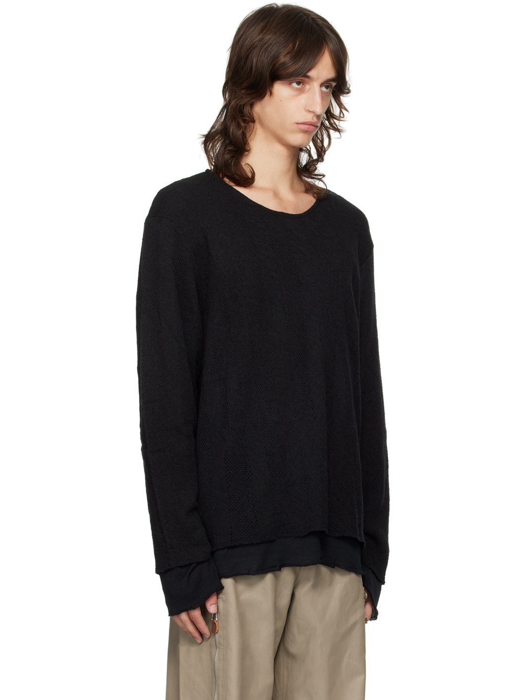 Black Double Lock Long Sleeve Sweater - 2