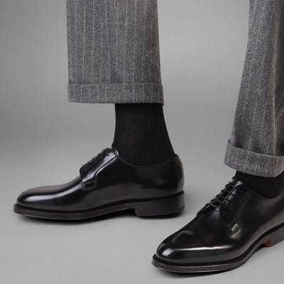 Santoni Men’s polished black leather Derby shoe outlook
